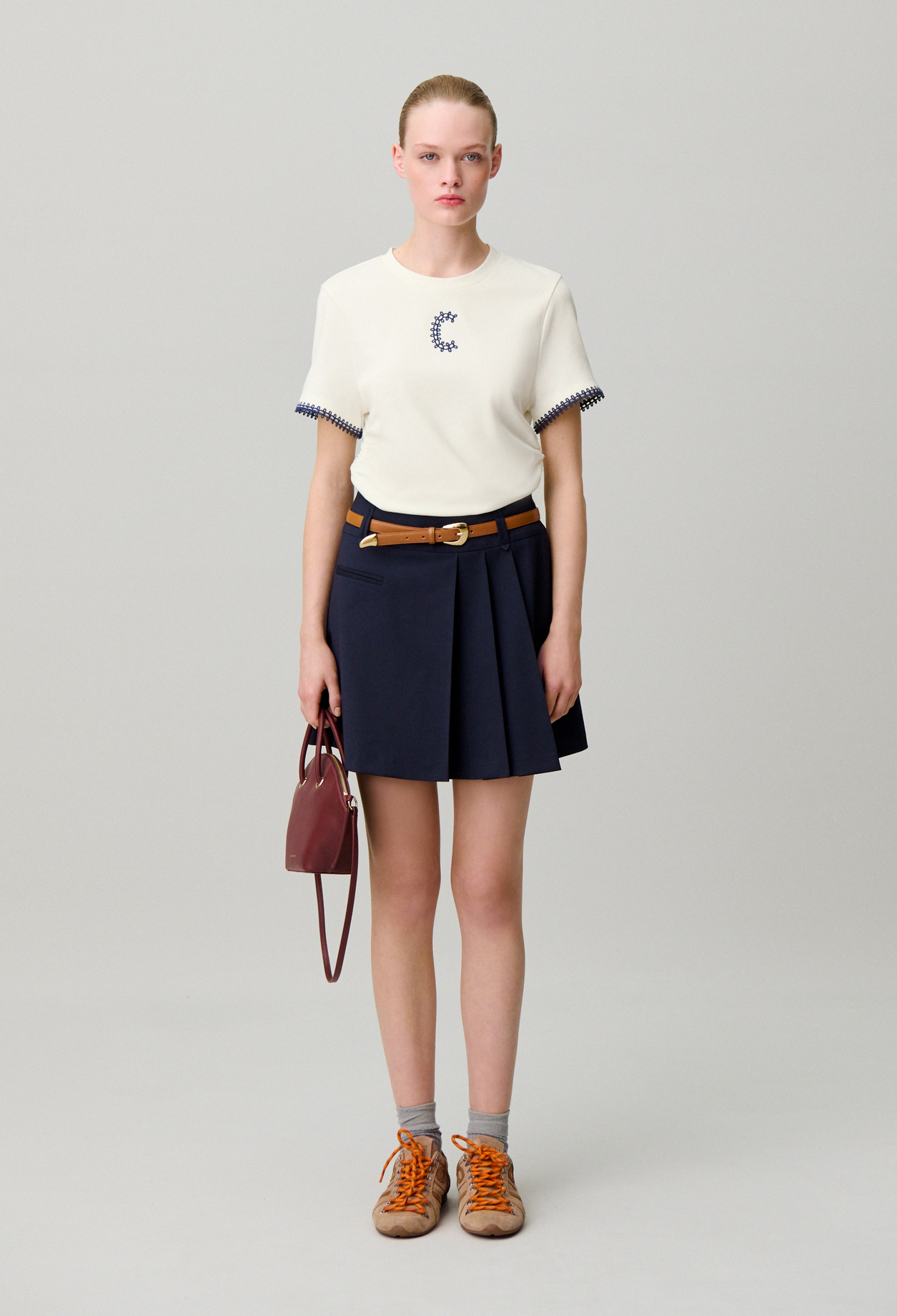 Claudie - T-Shirt manches courtes drapées - Ecru - Taille 0 - Pour Femme