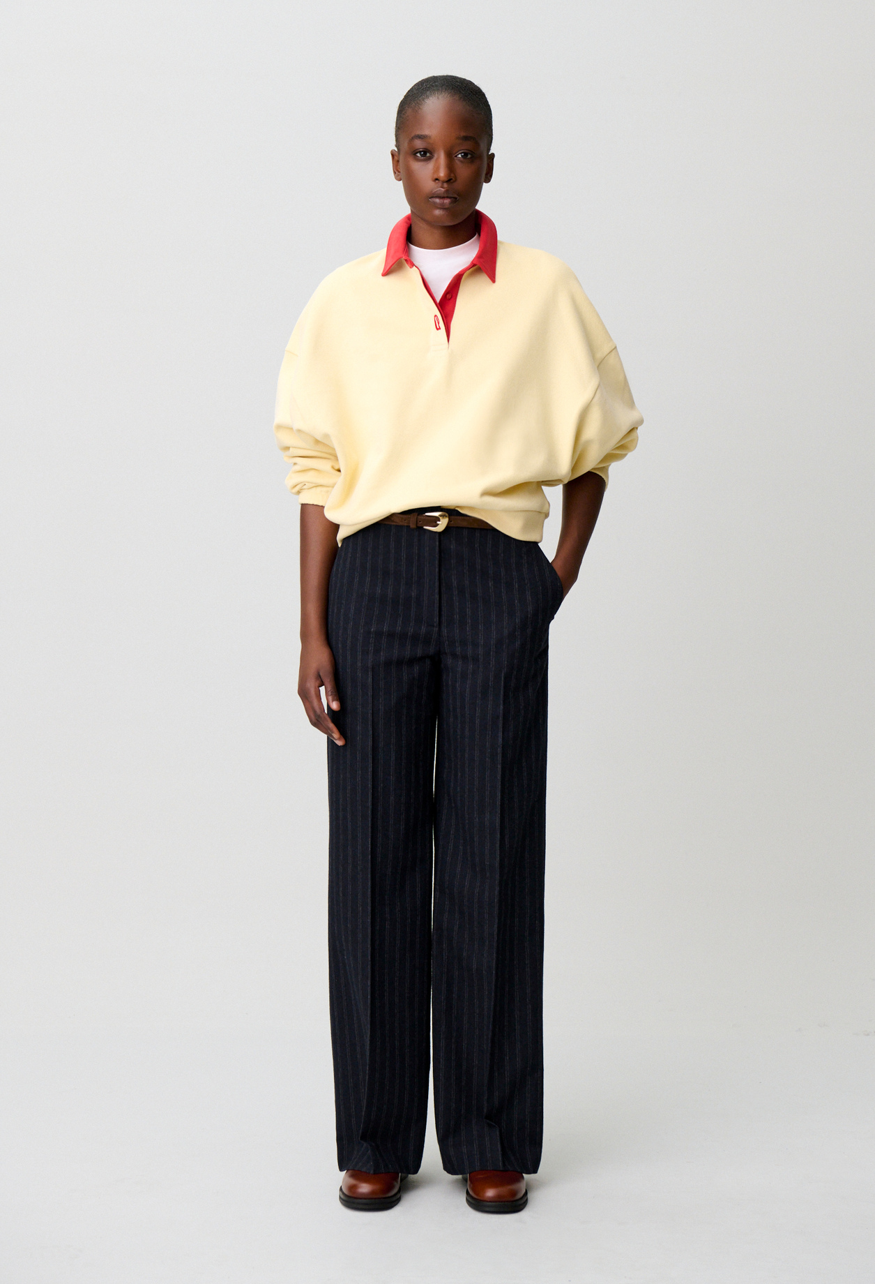Claudie - Pantalon laine mélangée rayé - Bicolore - Taille 44 - Pour Femme