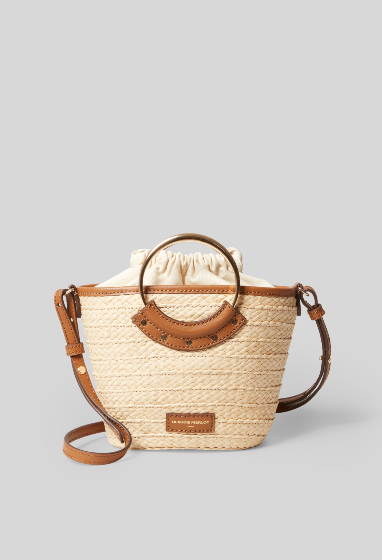 Petit sac panier tressé et anneau - Claudie Pierlot - Modalova