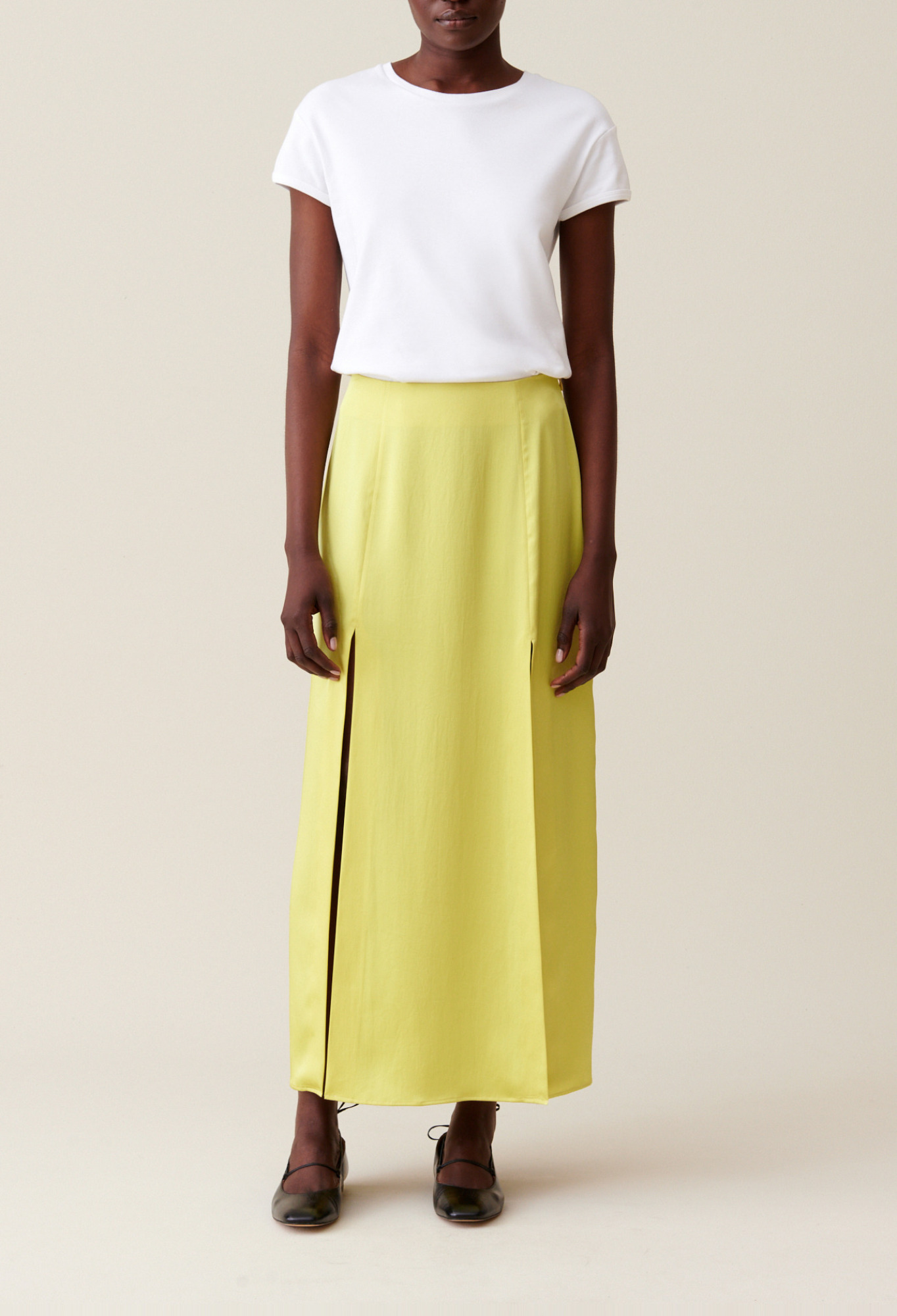 Claudie - Jupe longue fluide à pinces - Jaune - Taille 38 - Pour Femme