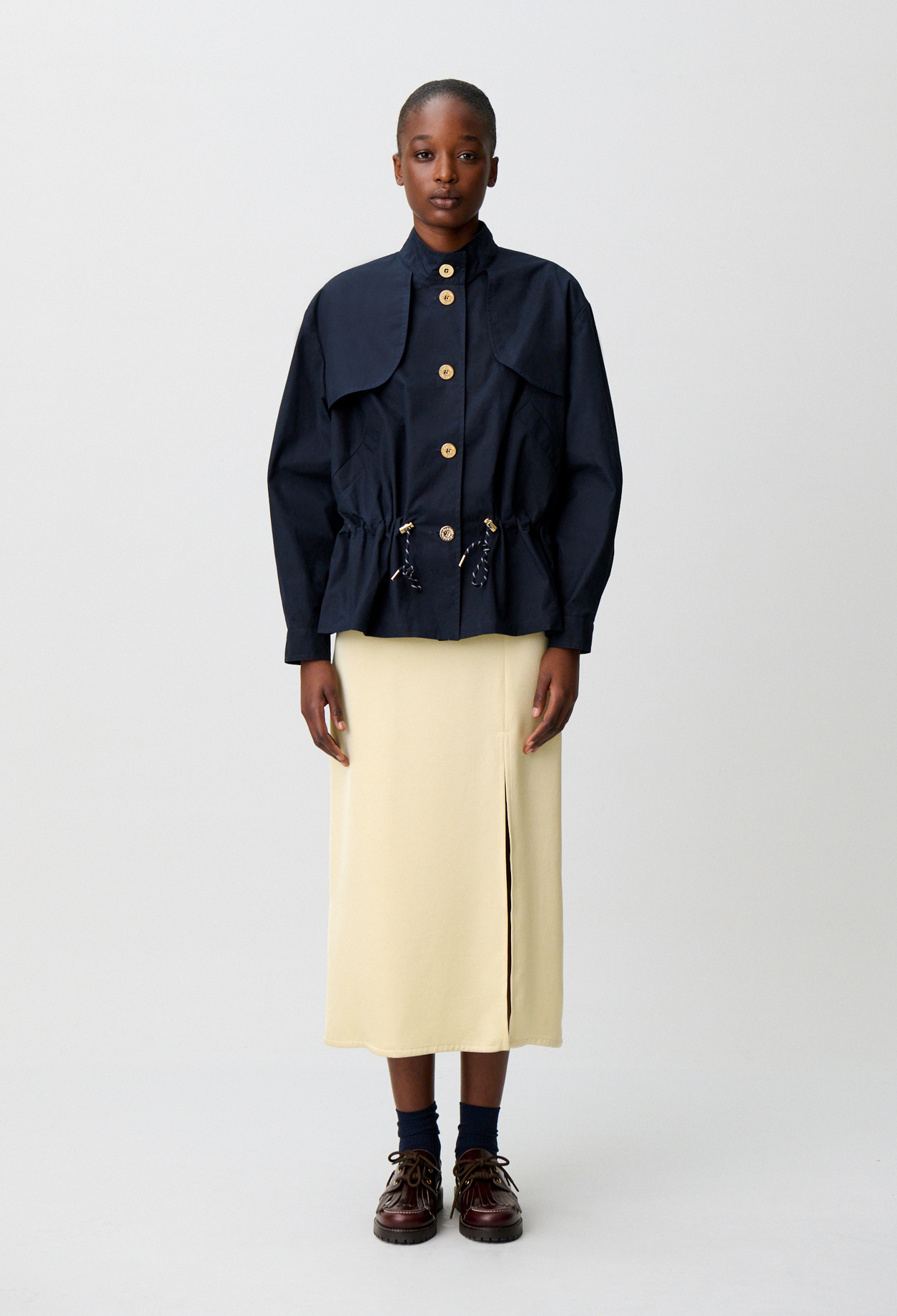 Claudie - Blouson gabardine ciré - Marine - Taille 40 - Pour Femme