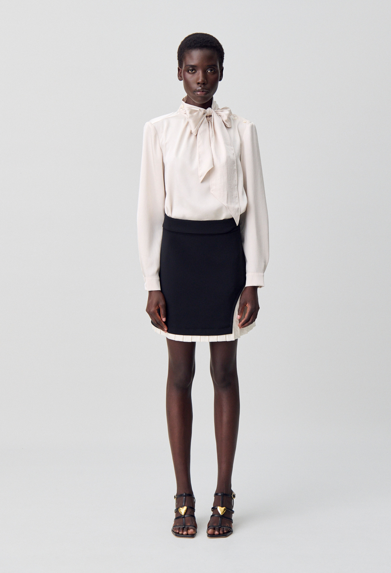Blouse fluide col lavallière - Femme - Beige Glace - Taille 36 - Claudie Pierlot