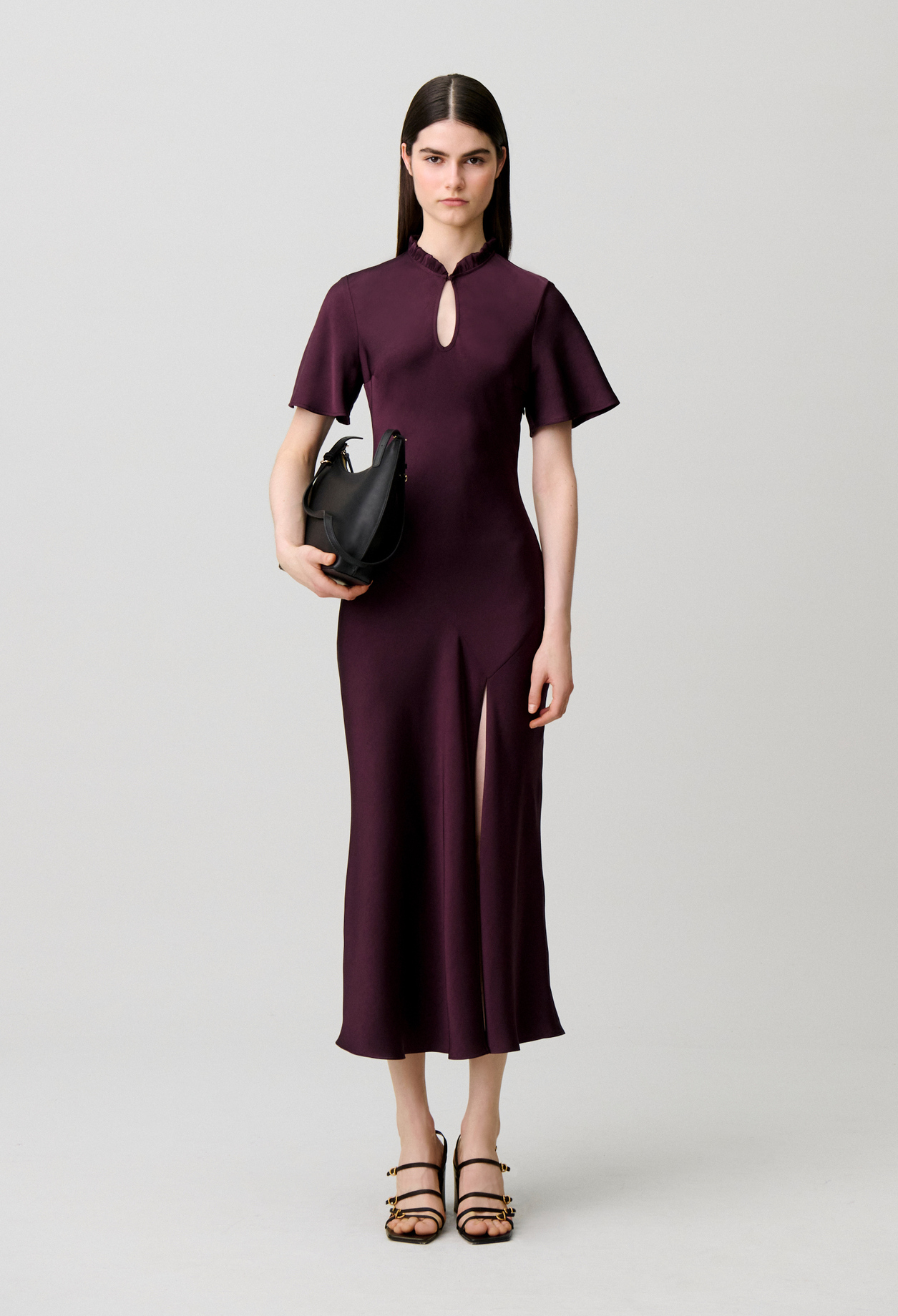 Claudie - Robe fluide col victorien - Dark Dahlia - Taille 36 - Pour Femme