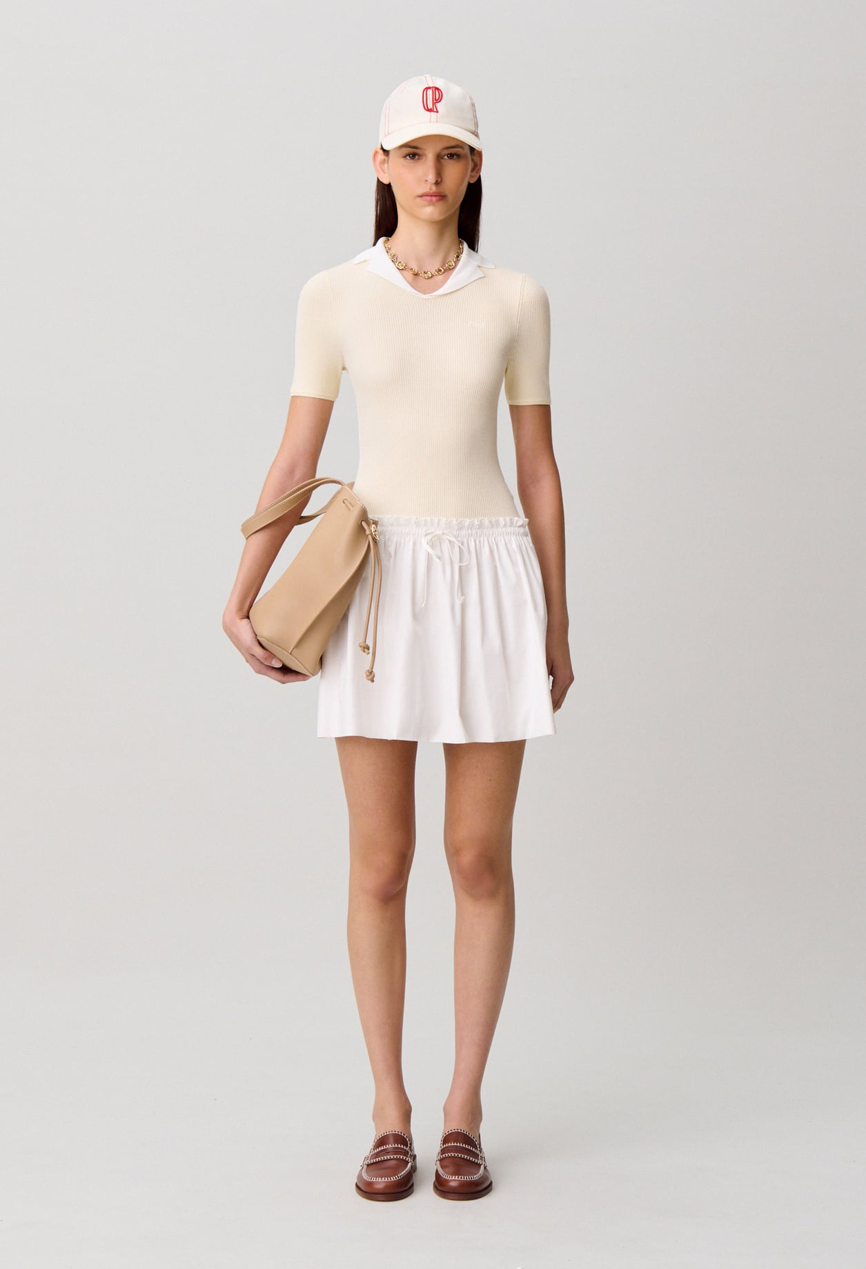 Robe bi-matière courte - Femme - Vanille - Taille 0 - Claudie Pierlot