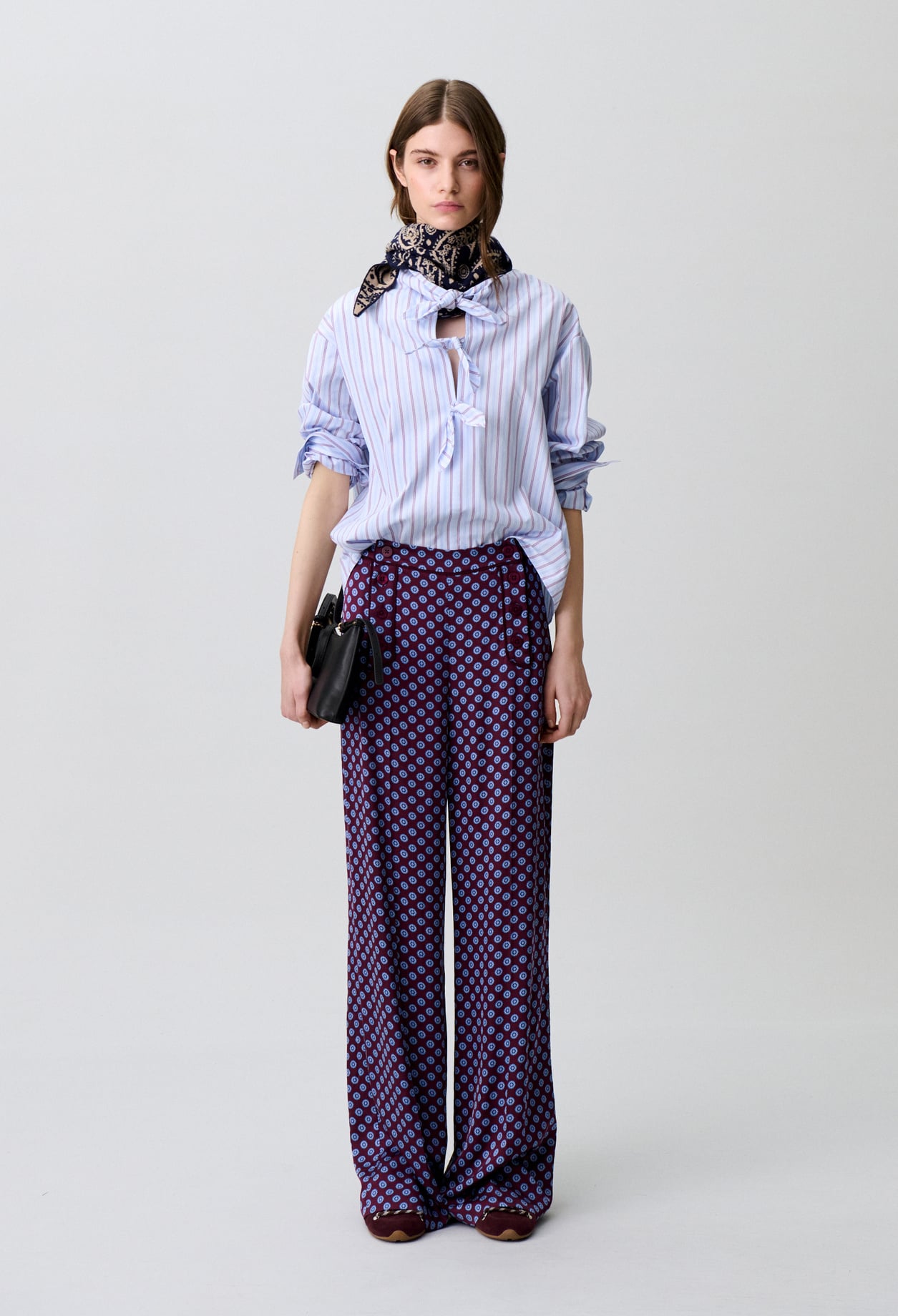 Pantalon à pont satin - Femme - Print Bordeaux - Taille 34 - Claudie Pierlot