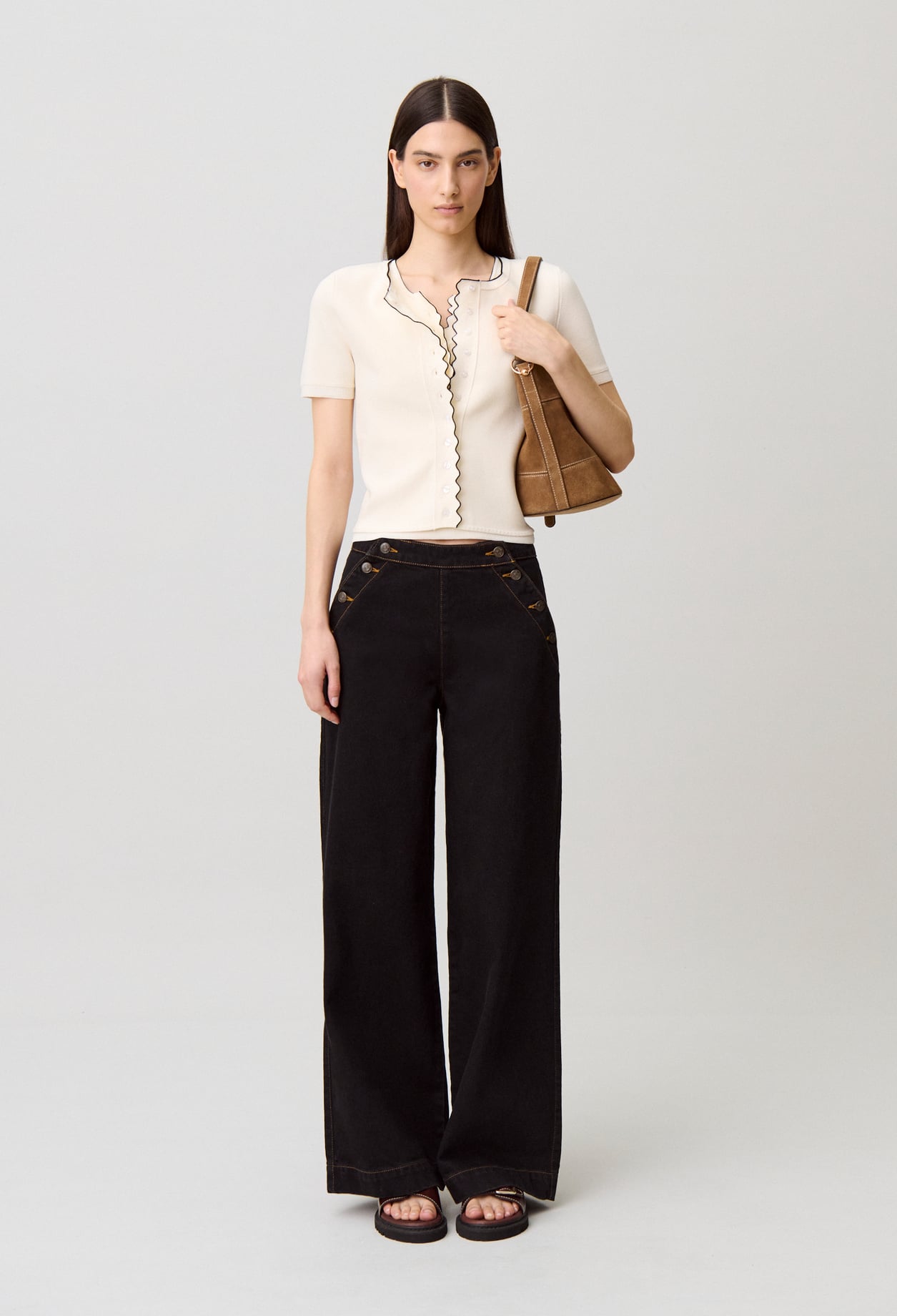 Cardigan maille contrasté - Femme - Ecru - Taille 1 - Claudie Pierlot
