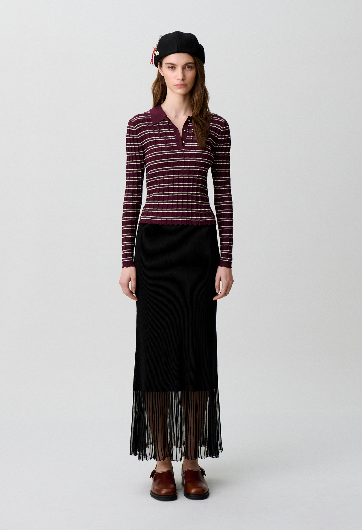 Claudie - Jupe longue maille - Noir - Taille 0 - Pour Femme