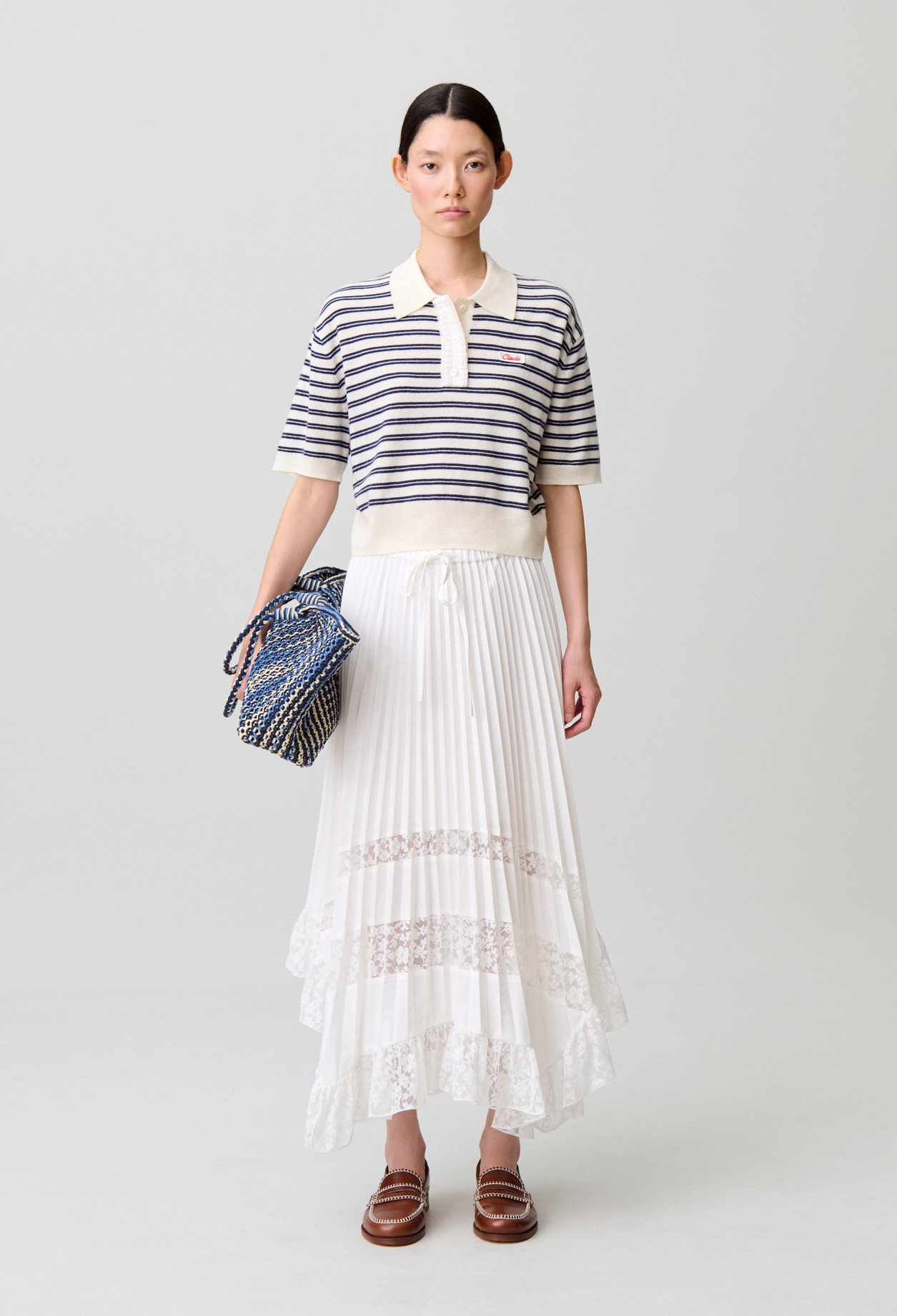 Claudie - Jupe plissée fleurs - Ecru - Taille 42 - Pour Femme