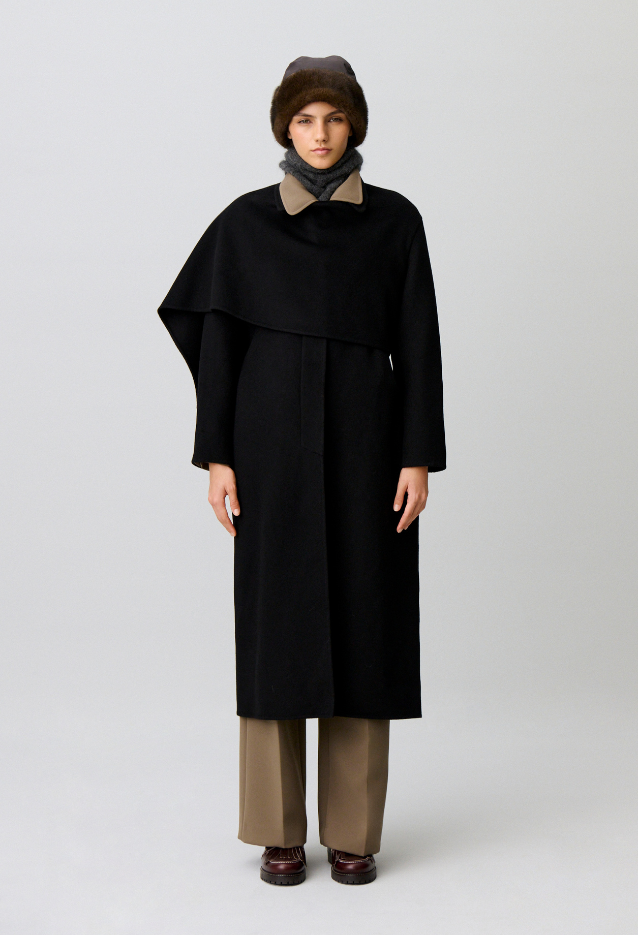 Claudie - Manteau long drapé - Noir - Taille 34 - Pour Femme