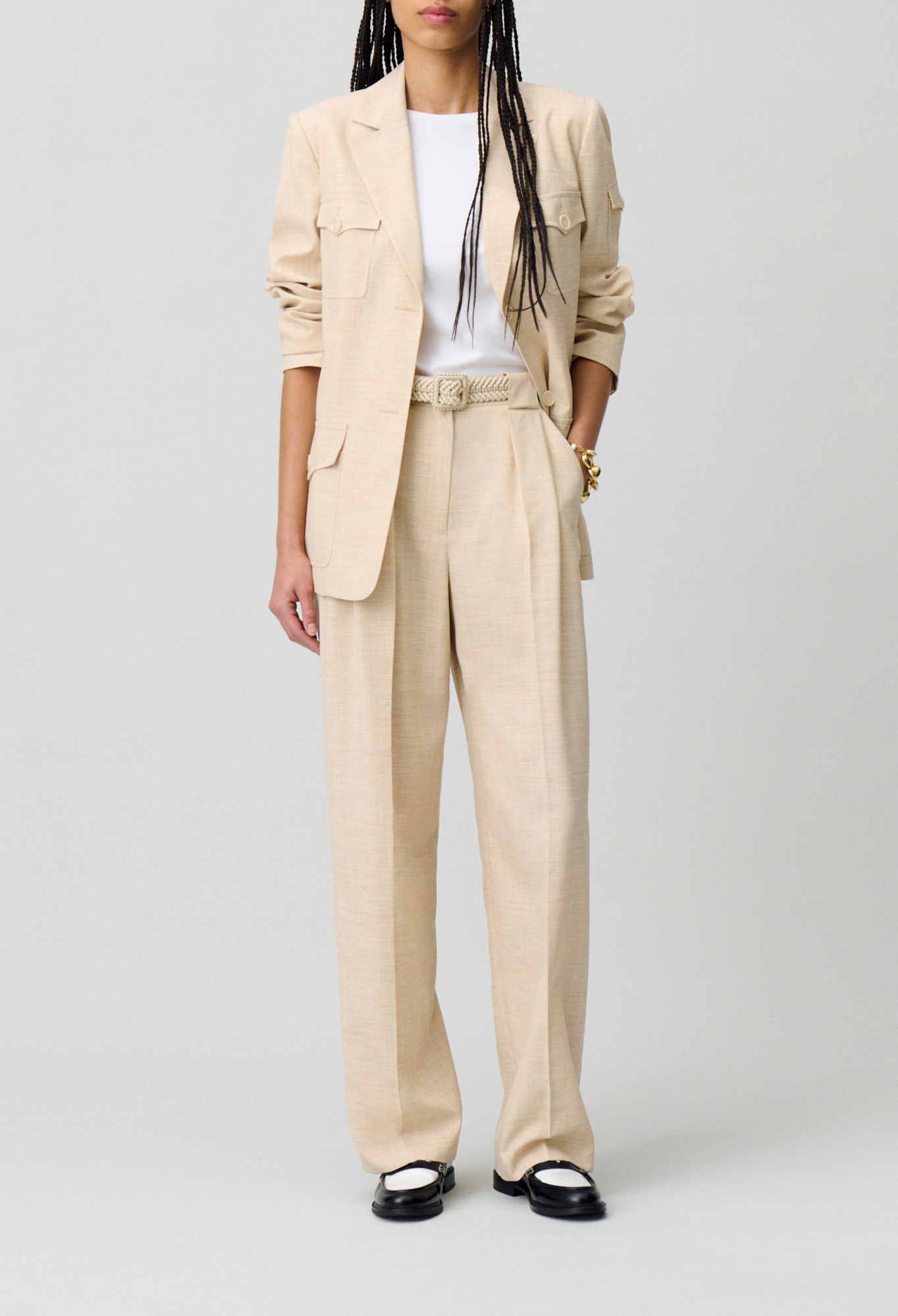 Pantalon large taille haute