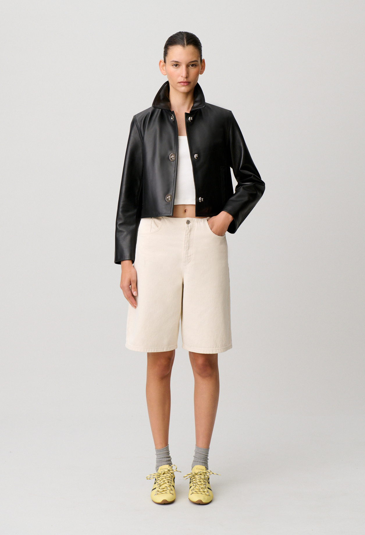 Veste courte cuir noir - Femme - Noir - Taille 38 - Claudie Pierlot