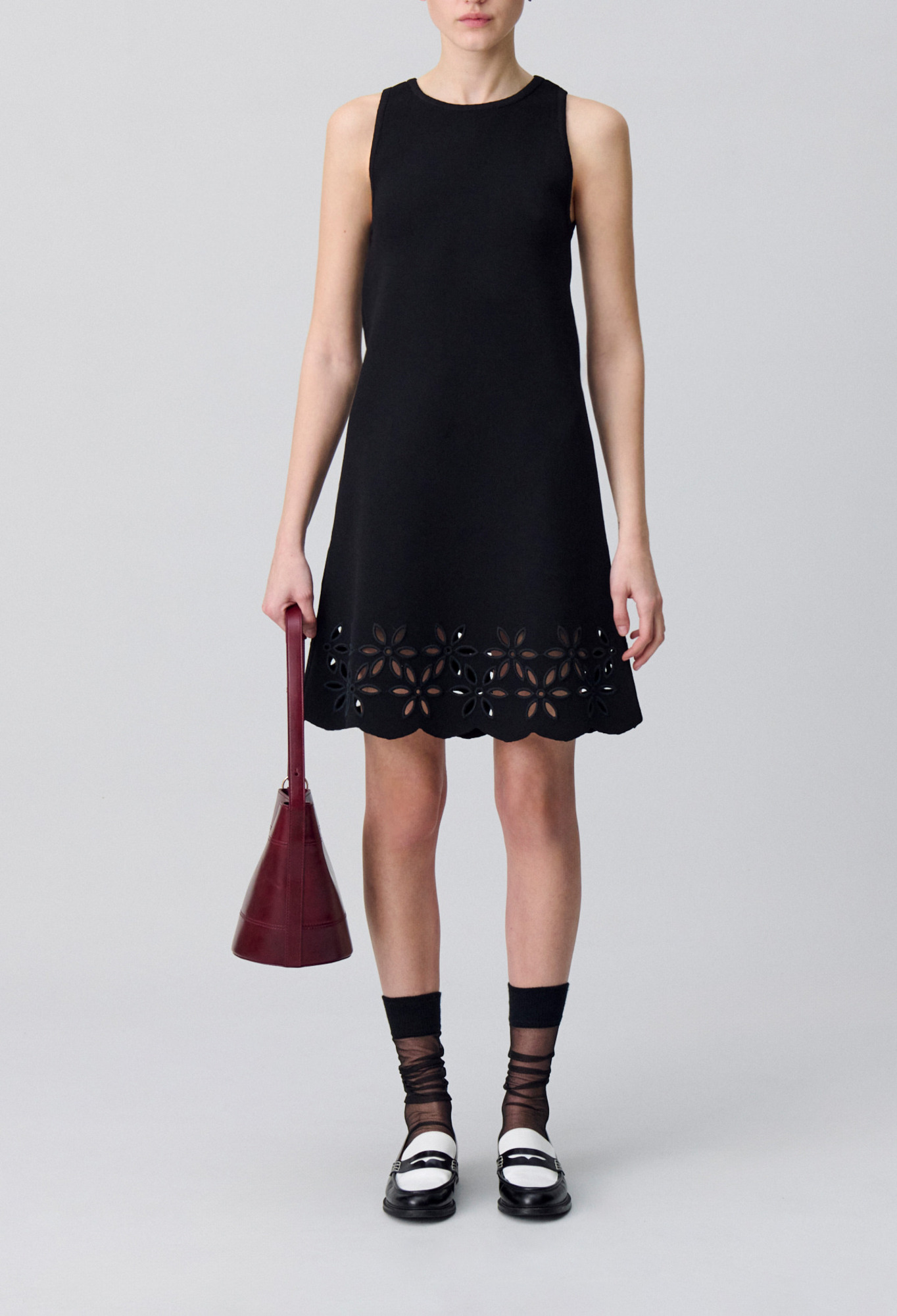 Claudie - Robe courte maille fine - Noir - Taille XS - Pour Femme