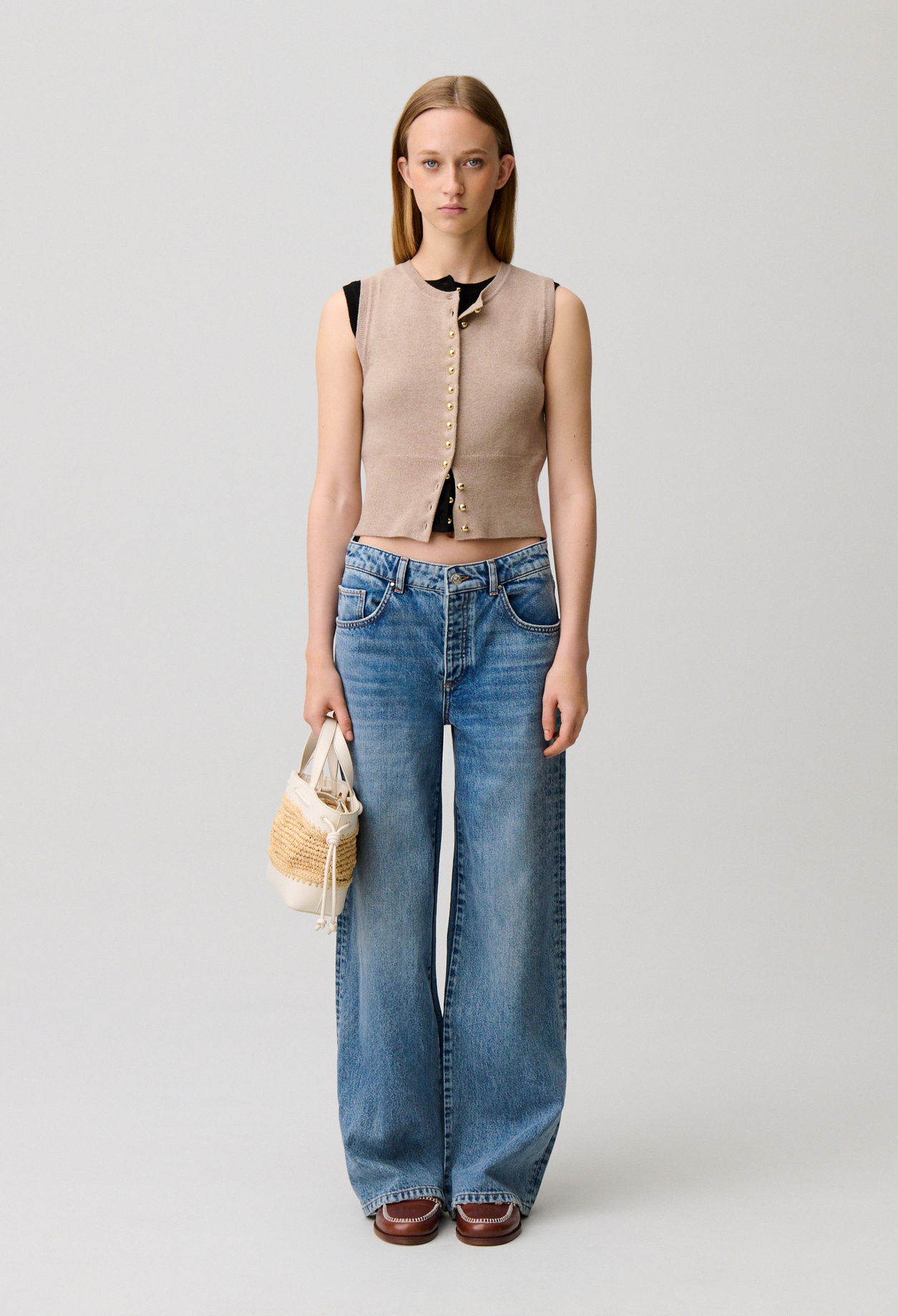 Top maille boutonné - Femme - Beige - Taille 1 - Claudie Pierlot