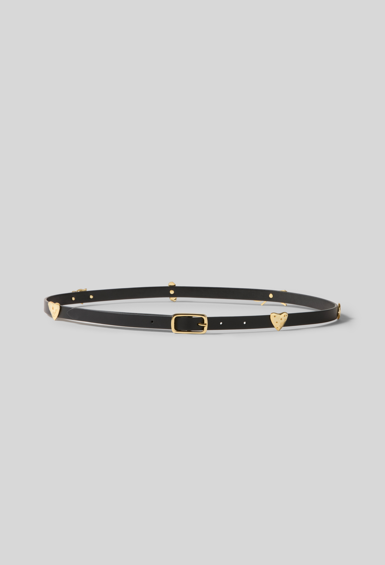 Claudie - Ceinture cuir lisse charms - Noir - Taille 1 - Pour Femme