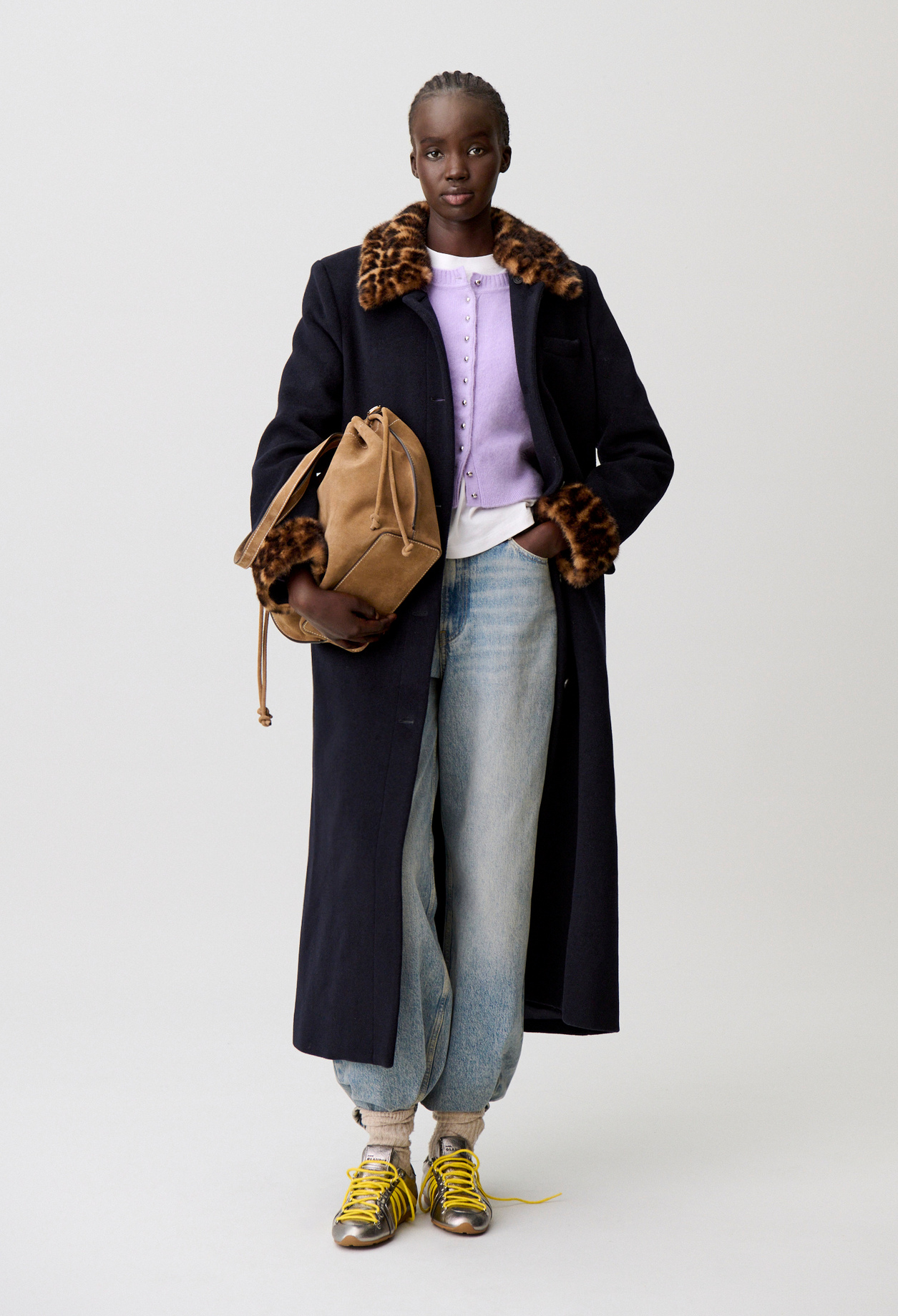 Manteau long laine léopard - Femme - Bicolore - Taille 36 - Claudie Pierlot