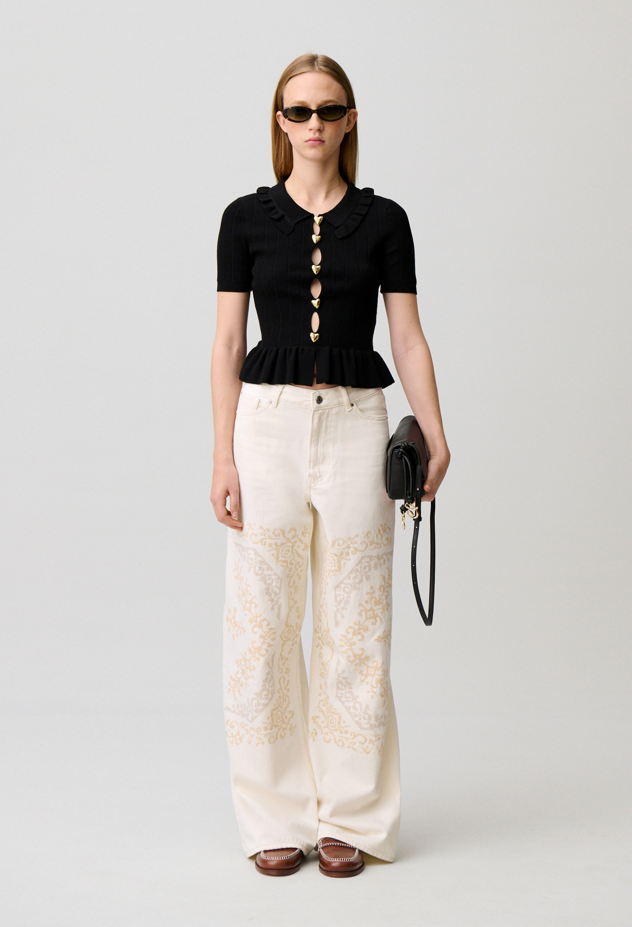 Top maille coeurs ajourés - Femme - Noir - Taille 1 - Claudie Pierlot