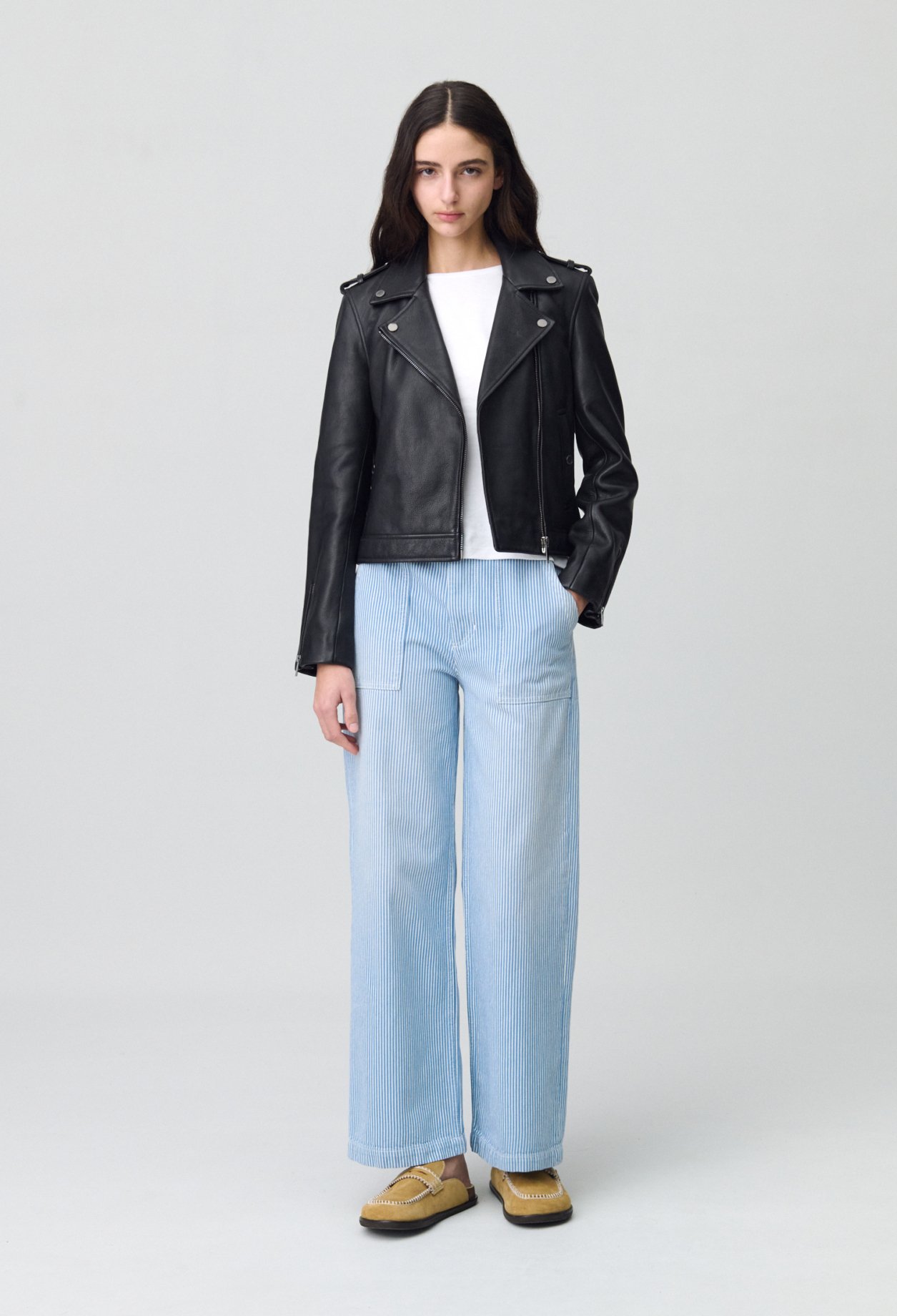 Veste cuir grainé noir - Claudie Pierlot - Modalova