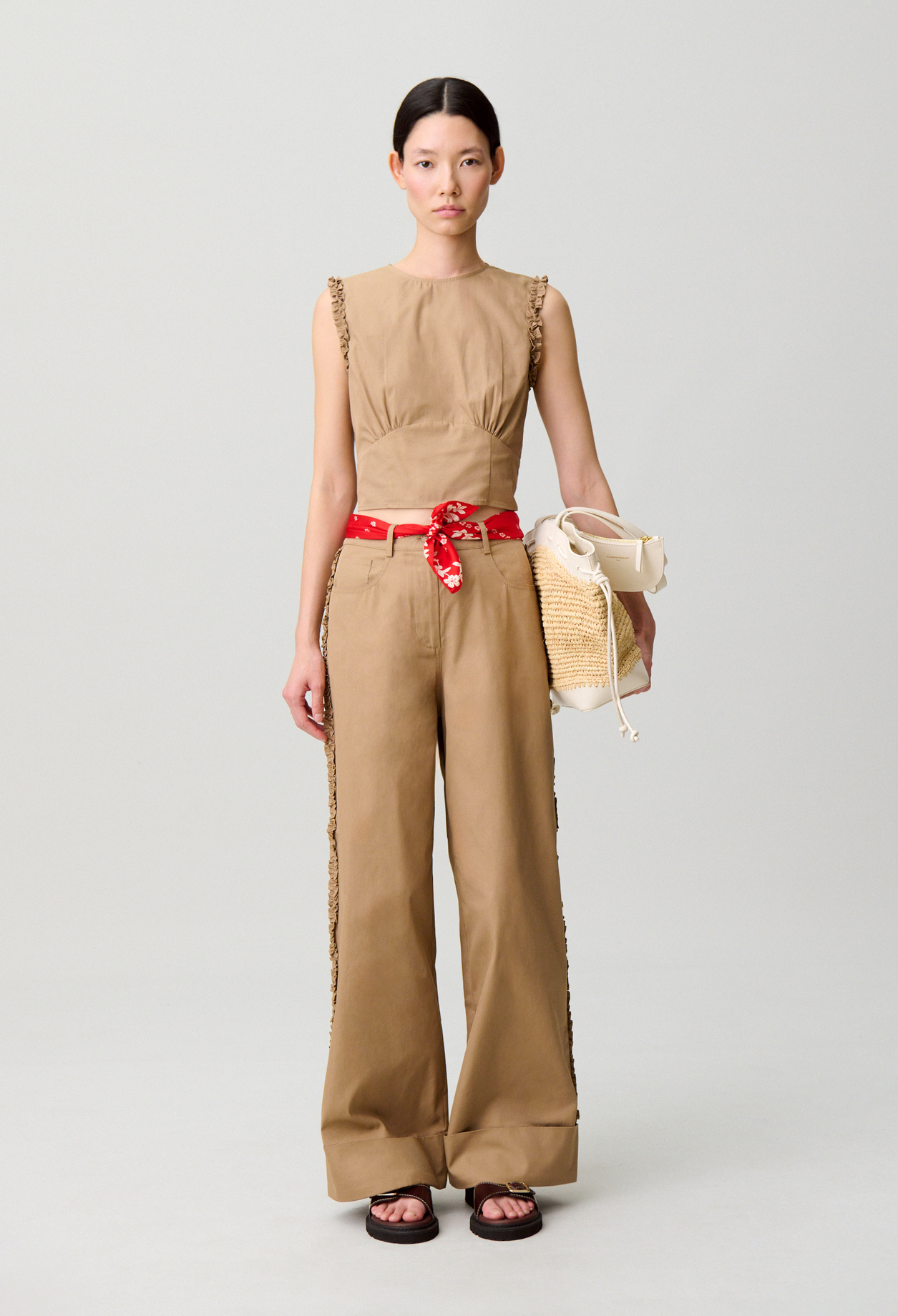 Top court volants - Femme - Beige - Taille 40 - Claudie Pierlot