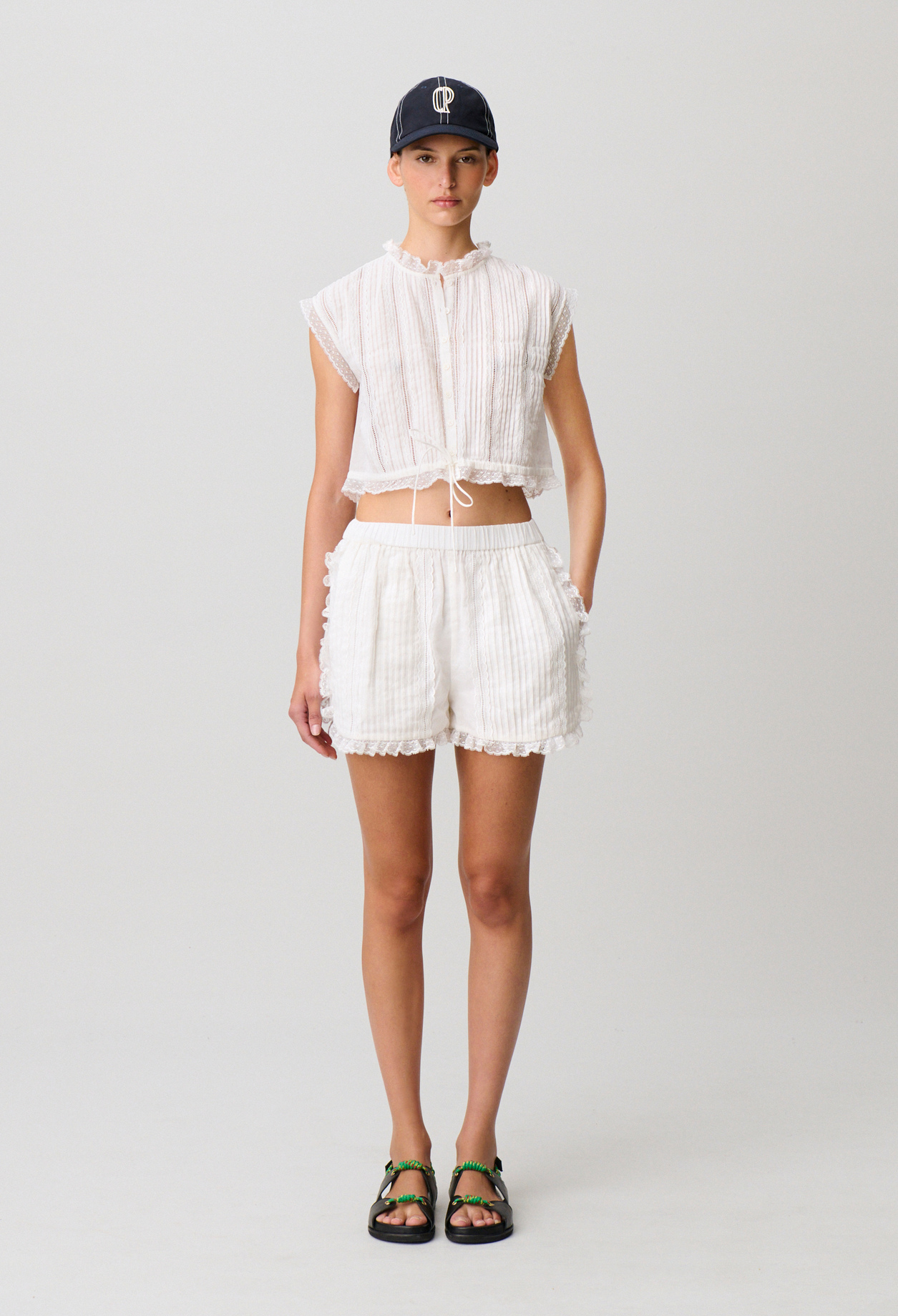 Short court dentelle - Femme - Ecru - Taille 34 - Claudie Pierlot
