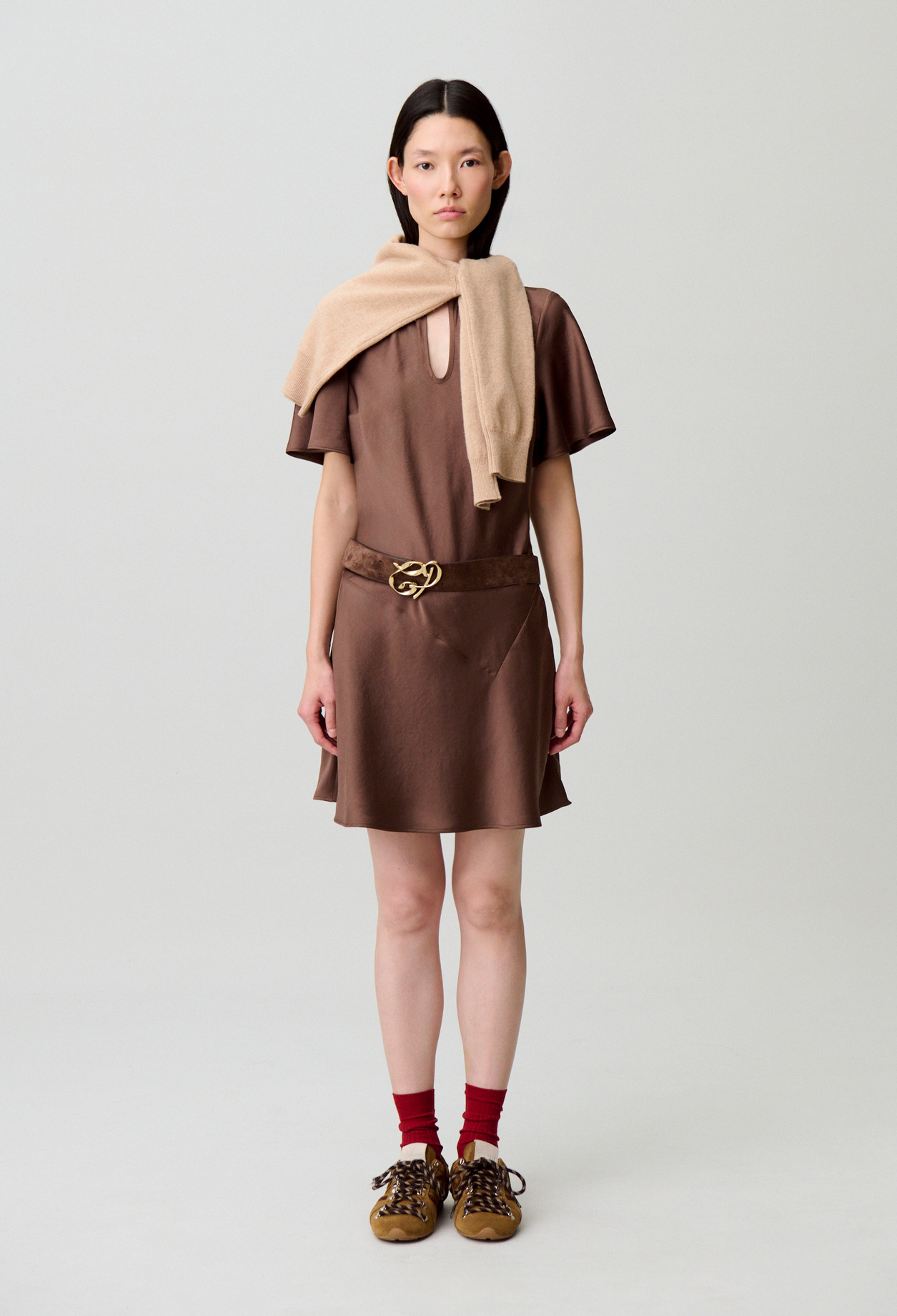 Robe courte fluide - Femme - Marron Glace - Taille 42 - Claudie Pierlot