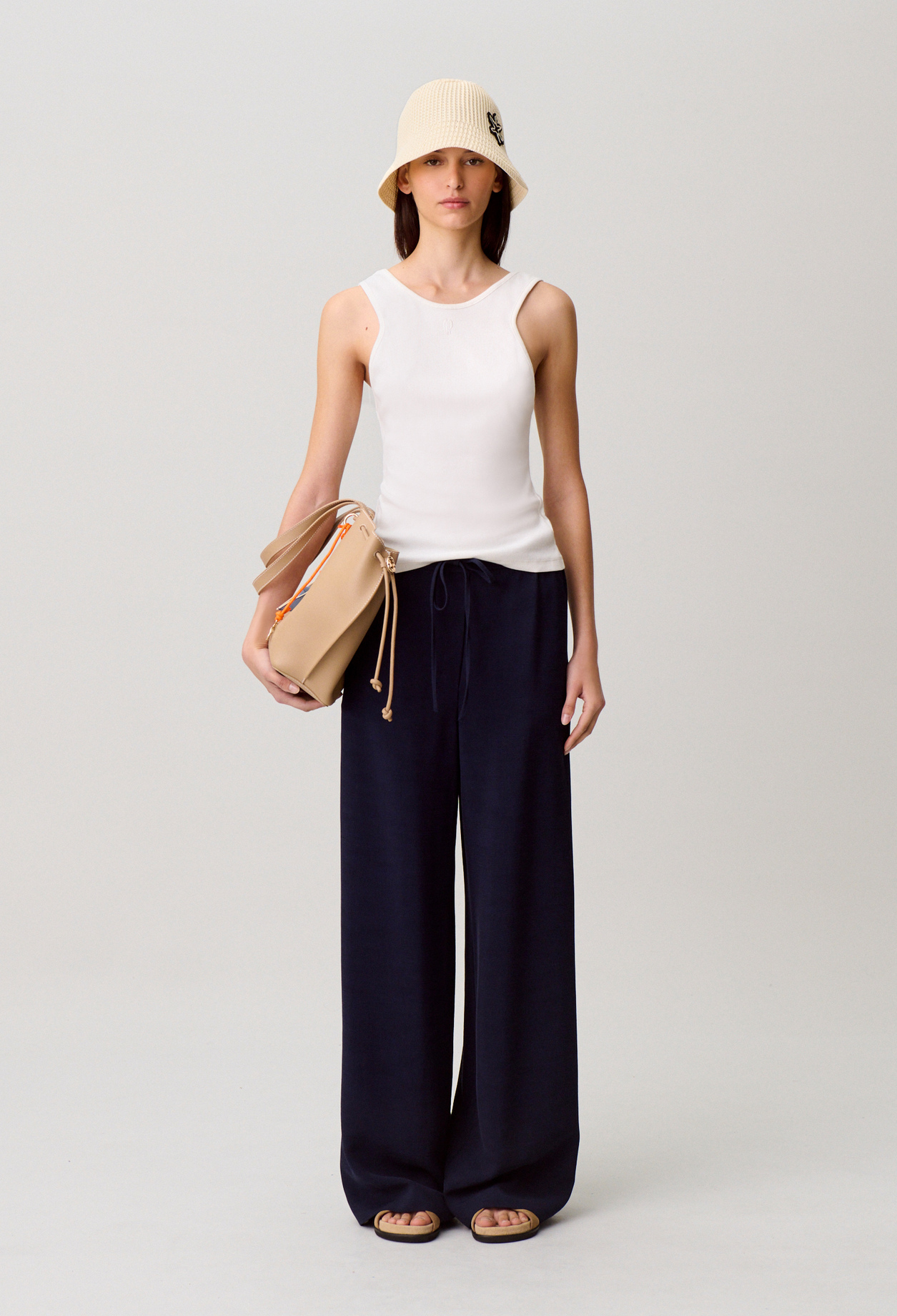 Claudie - Pantalon large ficelle - Marine - Taille 40 - Pour Femme