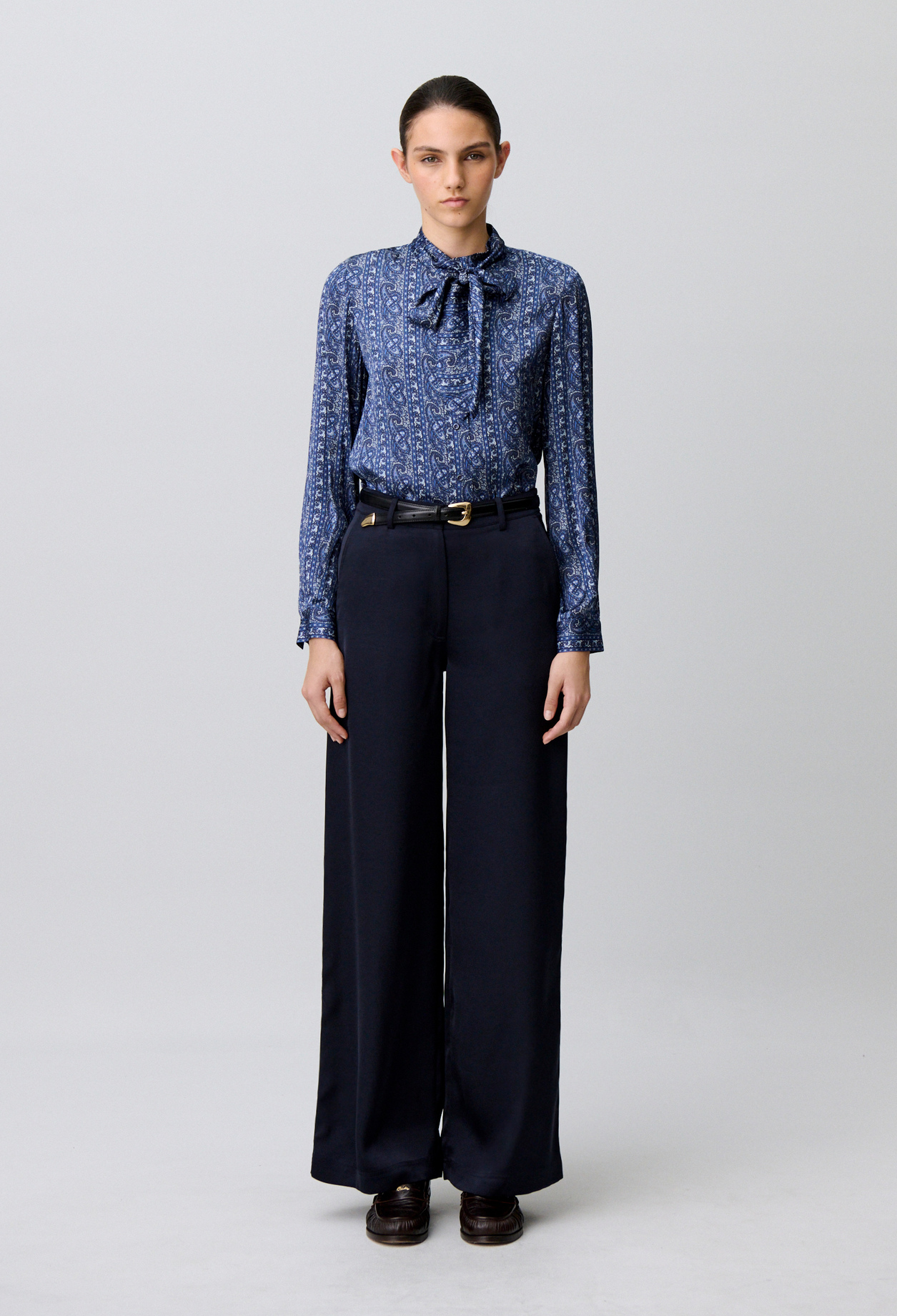 Pantalon satin droit - Femme - Marine - Taille 34 - Claudie Pierlot