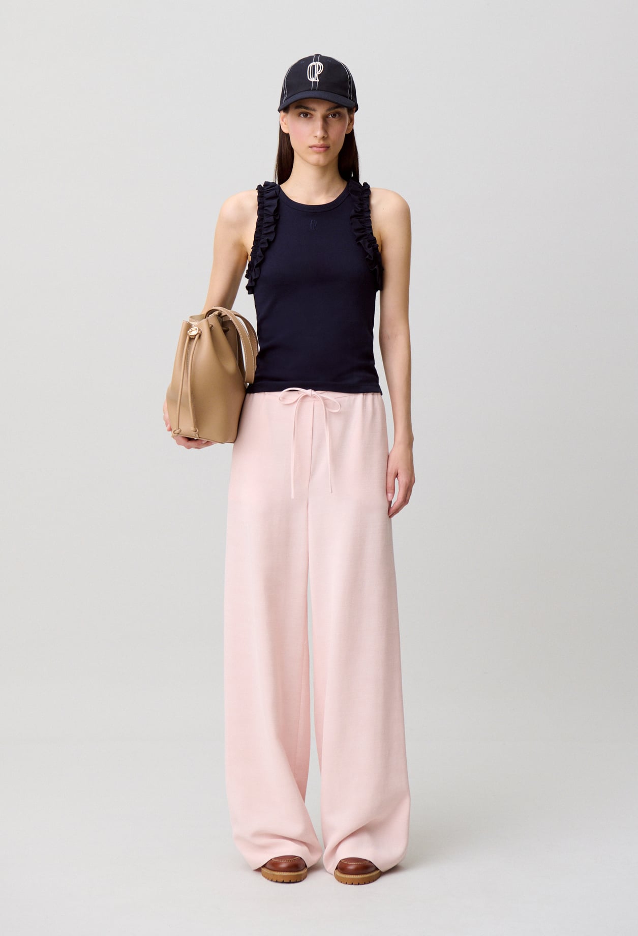 Pantalon large ficelle - Femme - Rose Pale - Taille 42 - Claudie Pierlot