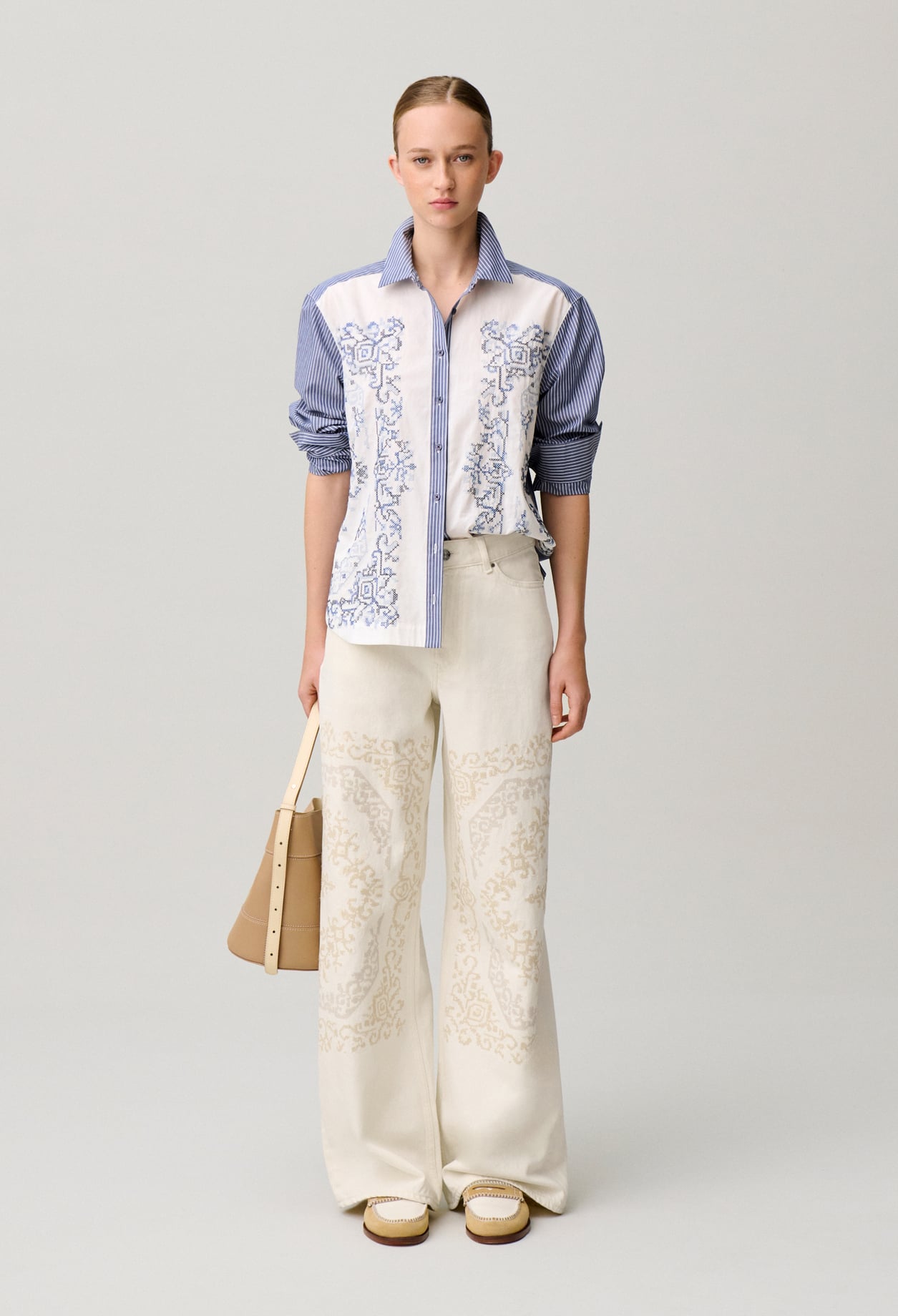 Jean denim broderie CP - Femme - Denim Ecru - Taille 40 - Claudie Pierlot