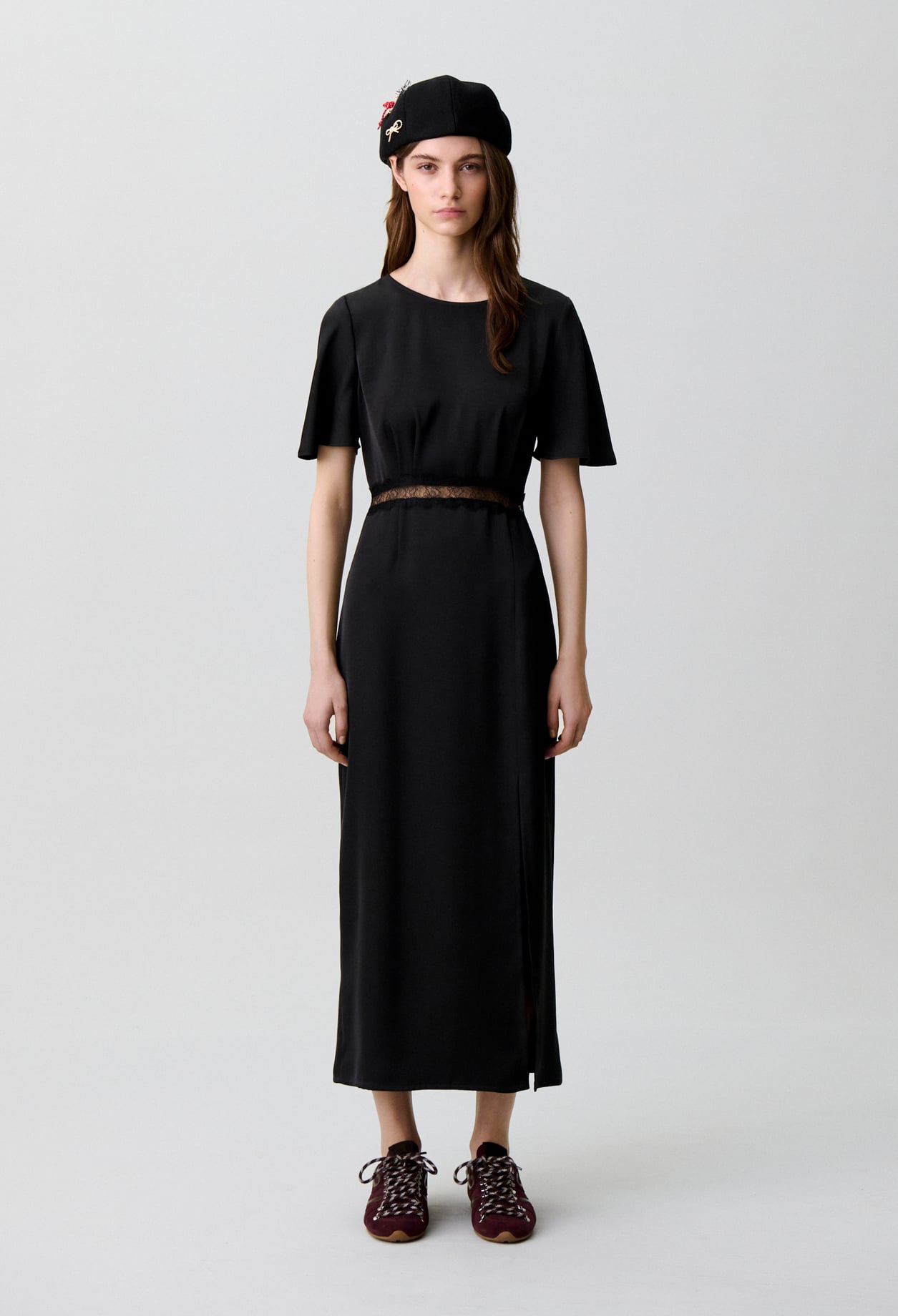 Robe satinée dentelle dos nu - Femme - Noir - Taille 44 - Claudie Pierlot