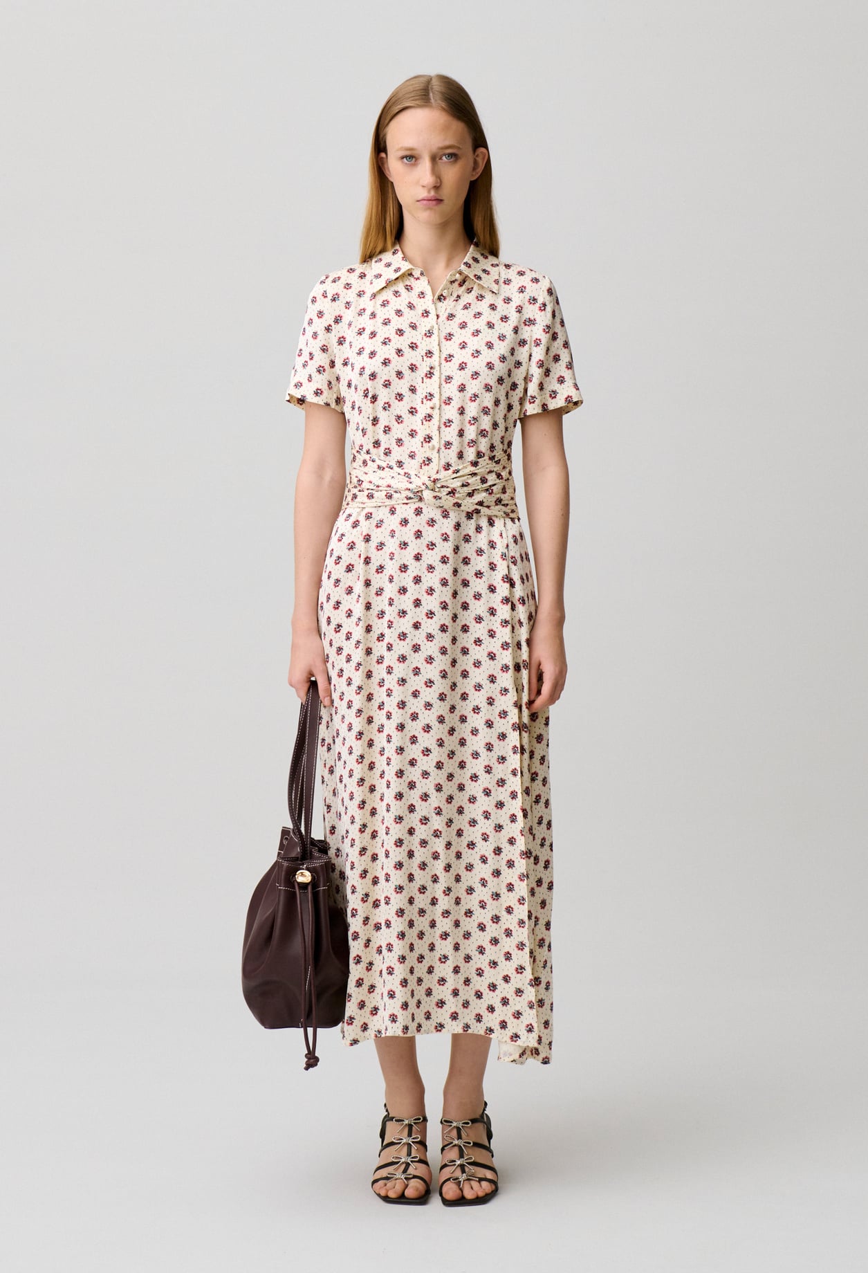 Robe satin imprimé fleuri - Femme - Print Clair - Taille 38 - Claudie Pierlot