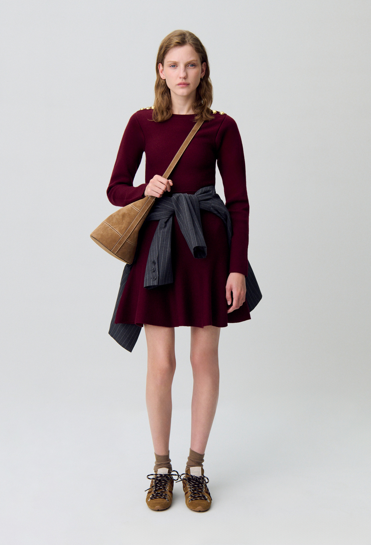 Robe maille patineuse - Femme - Bordeaux - Claudie Pierlot