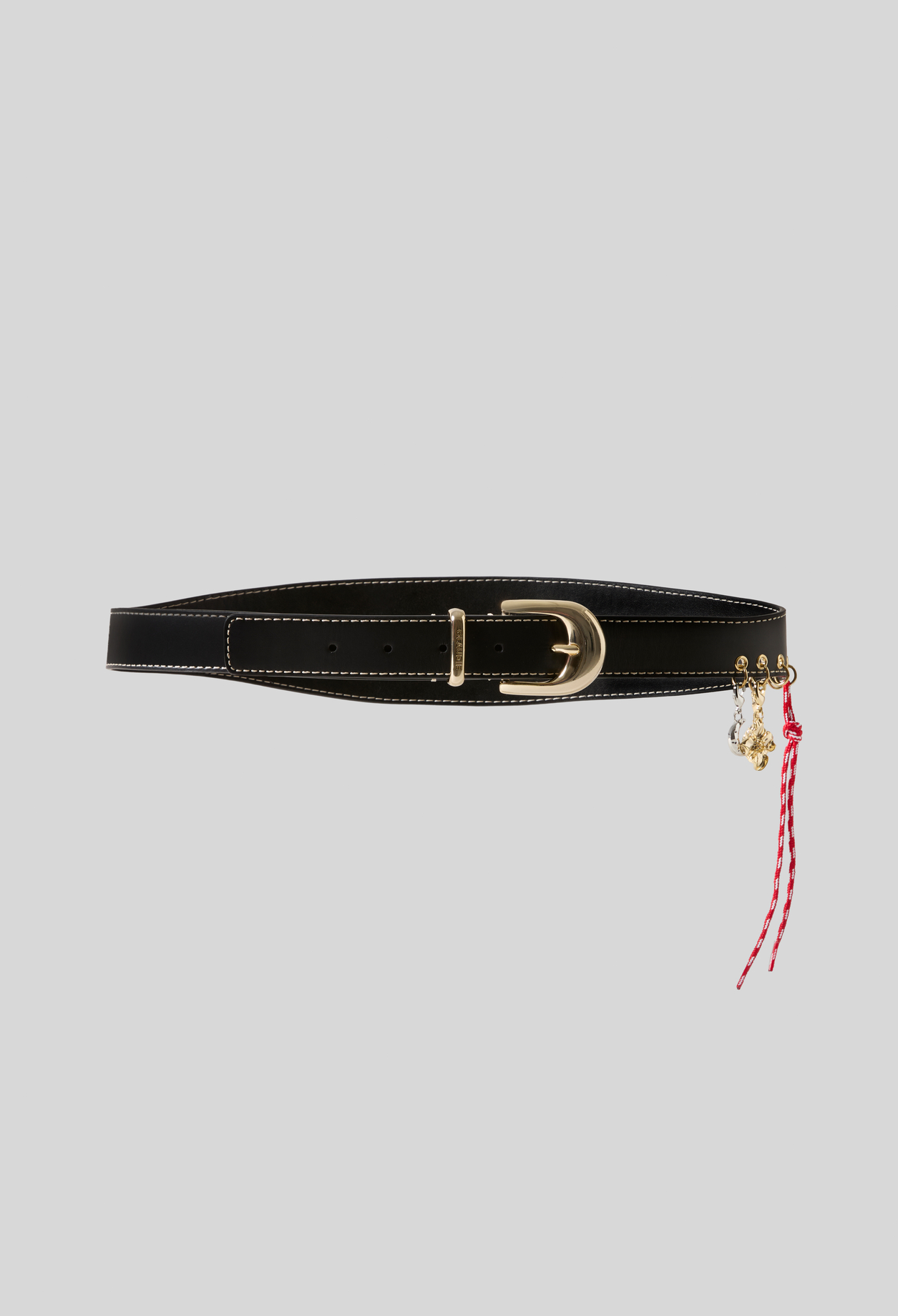 Claudie - Ceinture cuir œillets charms - Noir - Taille 3 - Pour Femme