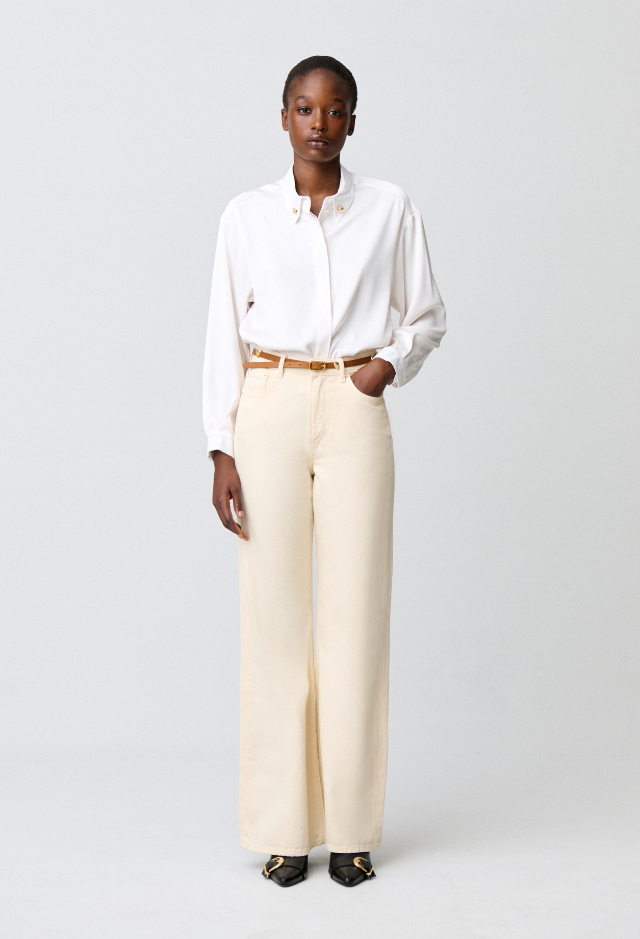 Claudie - Chemise détails col - Bicolore - Taille 44 - Pour Femme