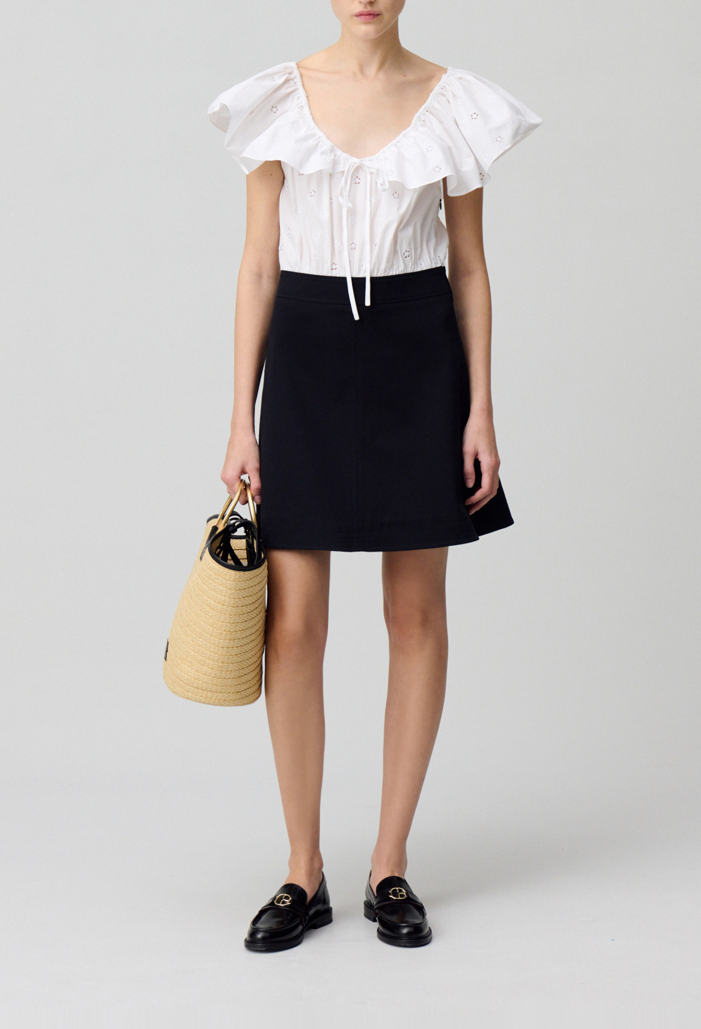 Claudie - Robe courte bi-matières - Bicolore - Taille 36 - Pour Femme