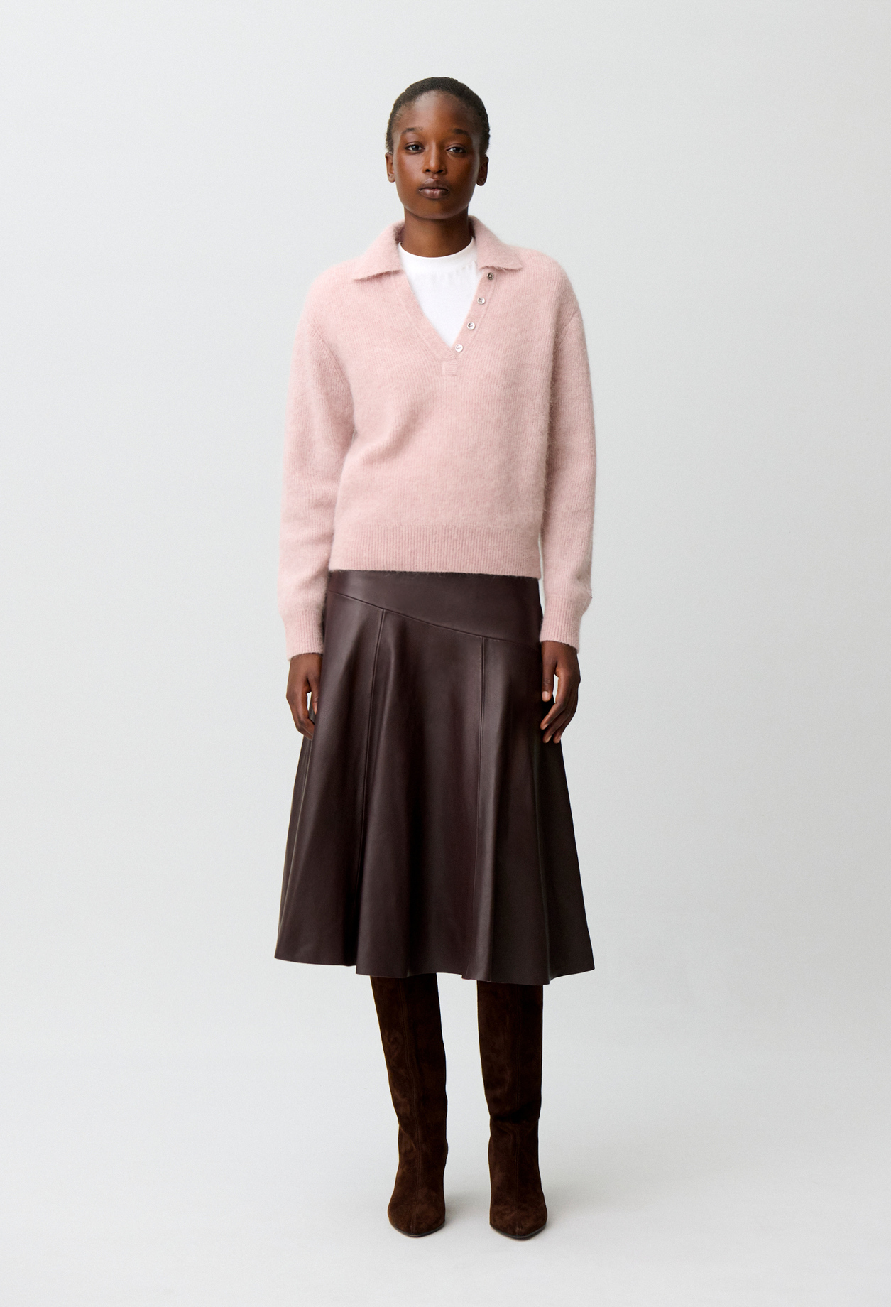 Claudie - Pull décontracté maille poilue - Rose Pale - Taille 3 - Pour Femme