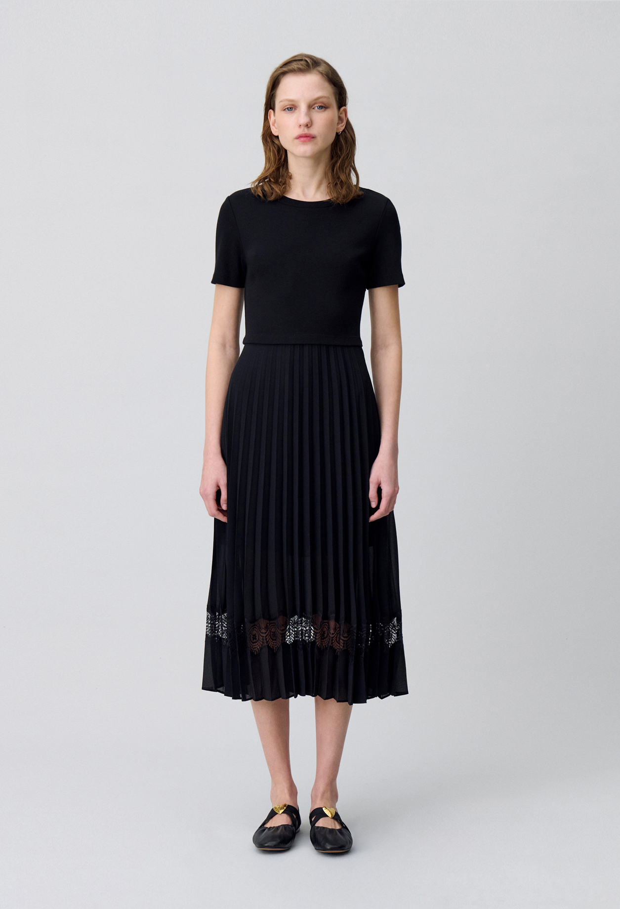 Robe midi Twist bi-matière noire - Claudie Pierlot - Modalova