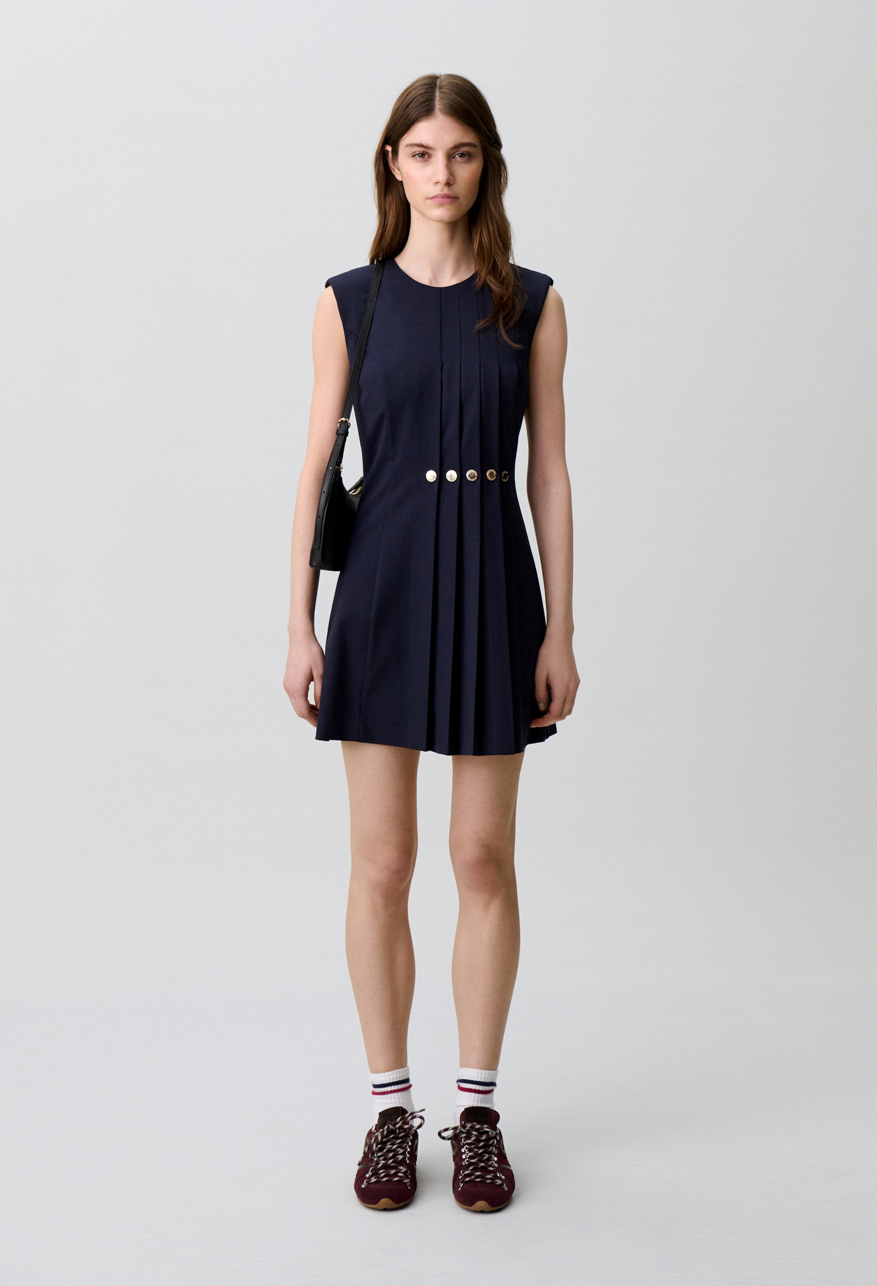 Claudie - Robe cintrée laine mélangée - Marine - Taille 42 - Pour Femme