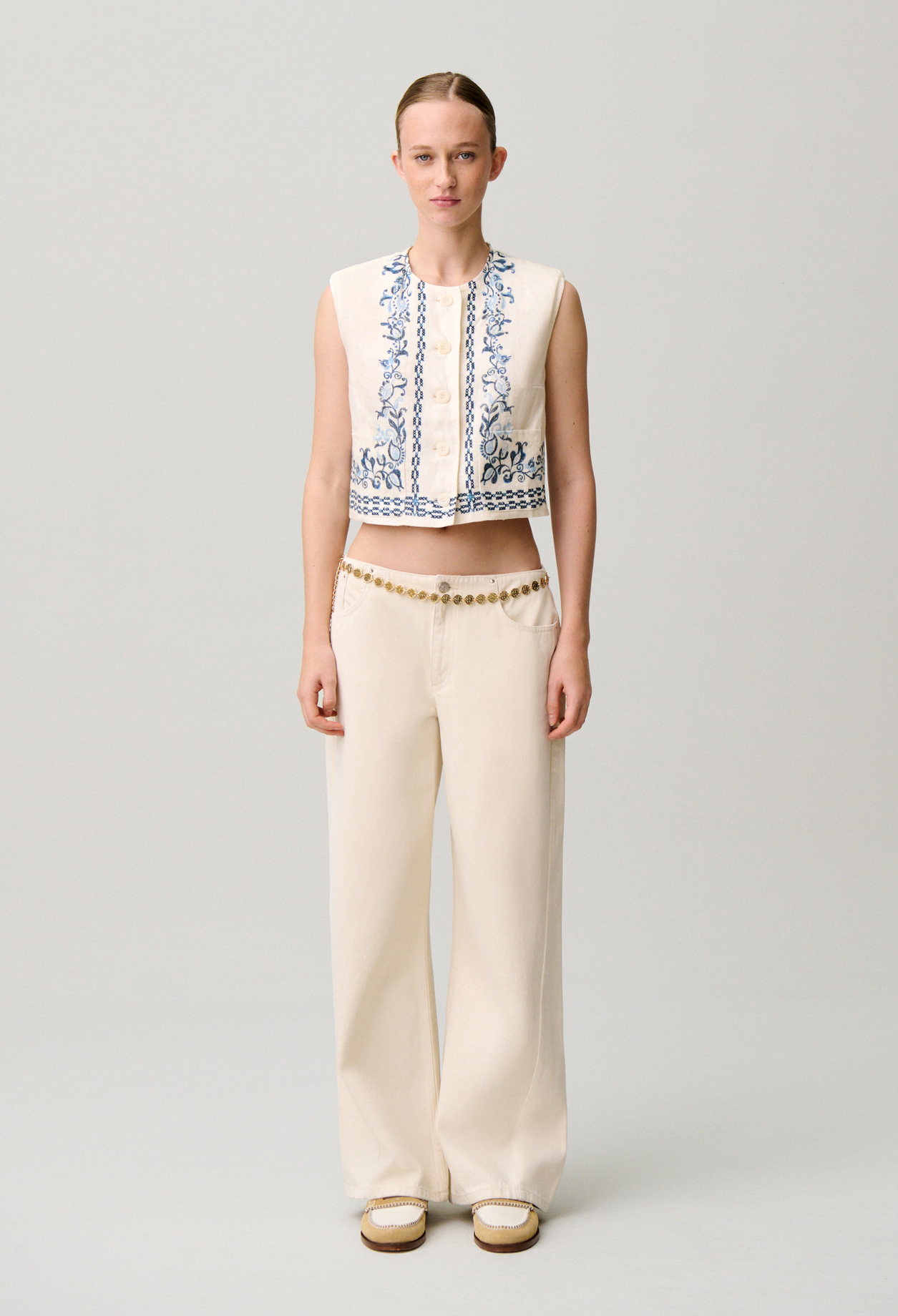 Veste courte sans manches - Femme - Print Clair - Taille 1 - Claudie Pierlot