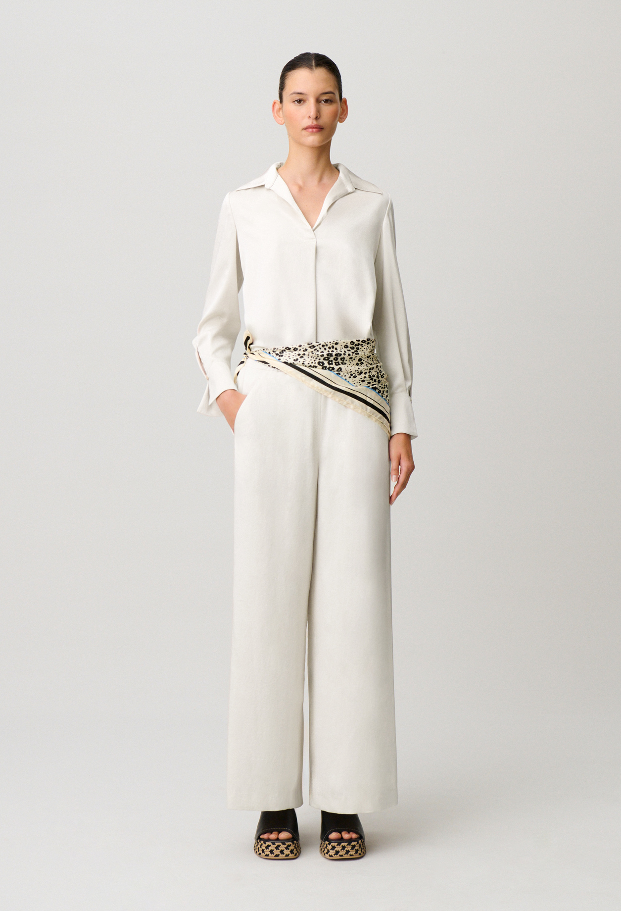 Blouse fluide col - Femme - Ivoire - Taille 36 - Claudie Pierlot