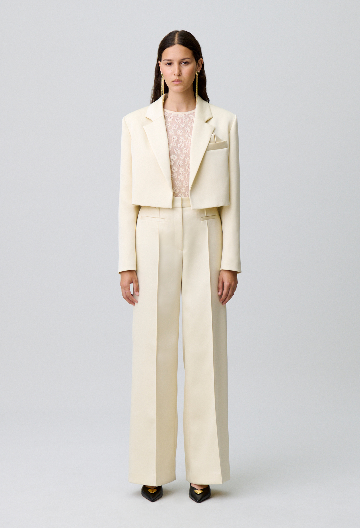 Veste satinée tailleur - Femme - Ivoire - Claudie Pierlot