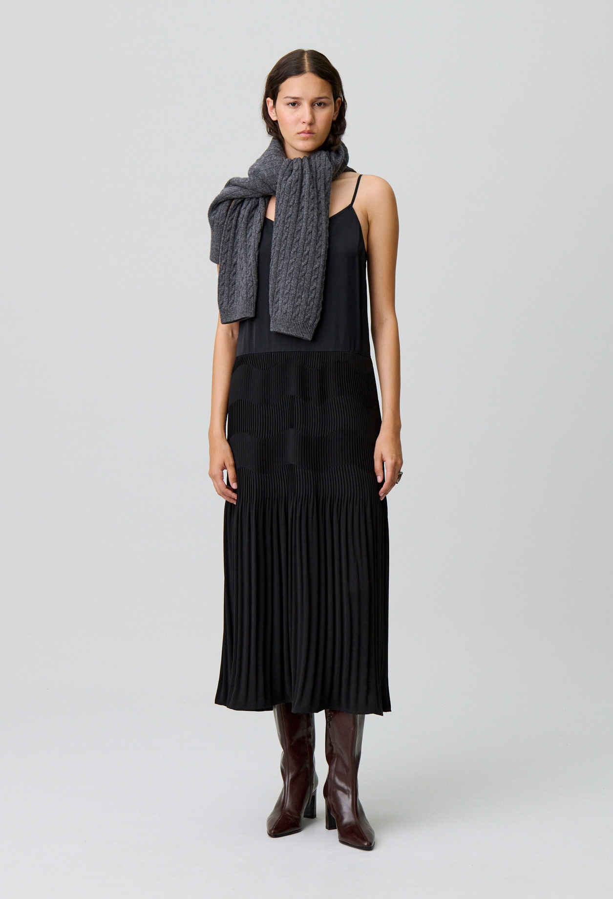 Claudie - Robe longue bretelles fluide - Noir - Taille 34 - Pour Femme