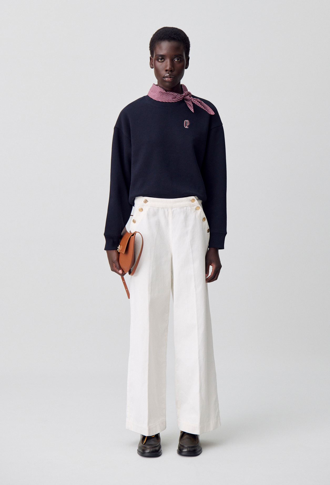 Jean velours à pont - Femme - Ecru - Claudie Pierlot