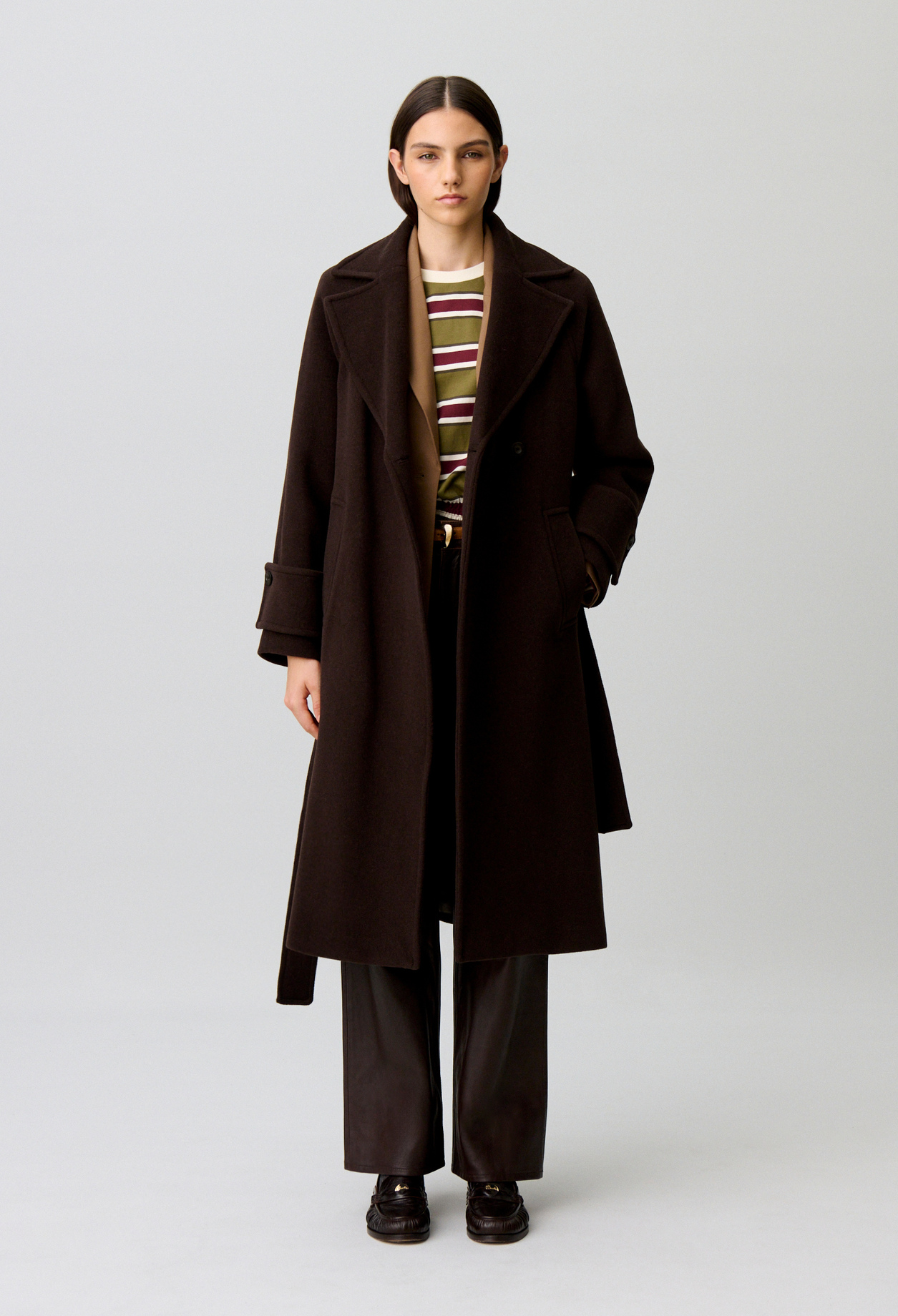 Manteau long ceinturé - Femme - Marron - Taille 38 - Claudie Pierlot