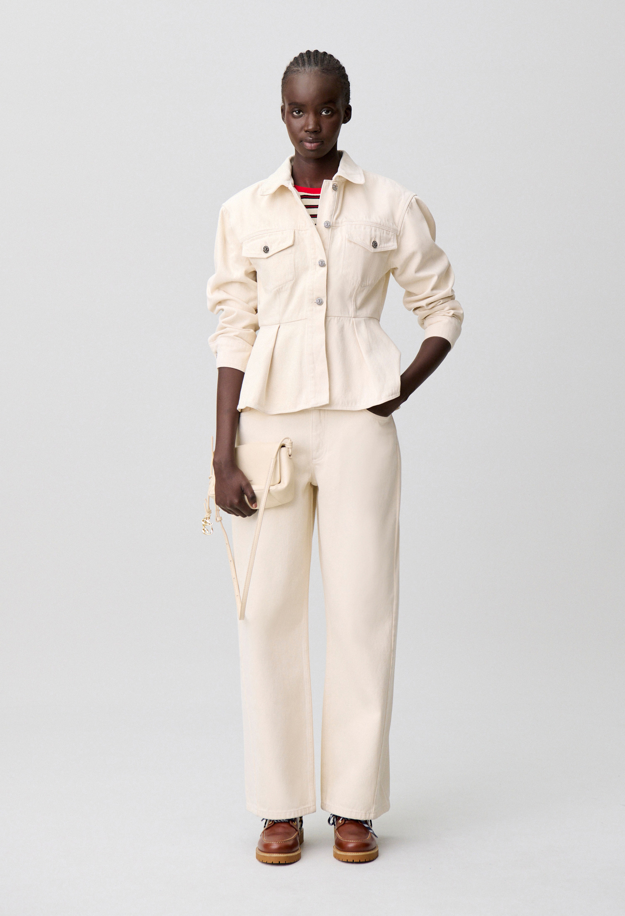 Blouson denim écru manches longues - Femme - Denim Ecru - Taille 1 - Claudie Pierlot