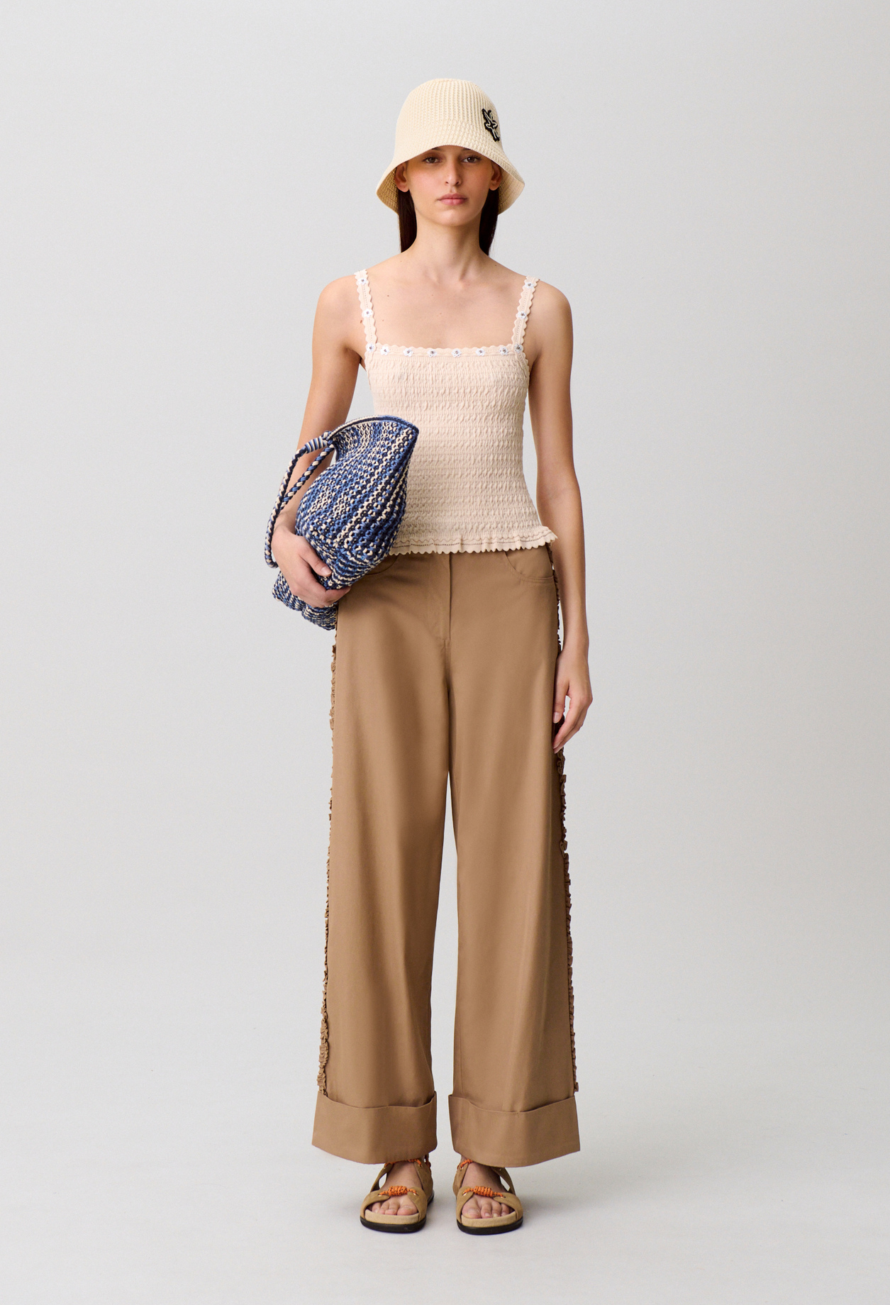 Pantalon large - Femme - Beige - Taille 36 - Claudie Pierlot
