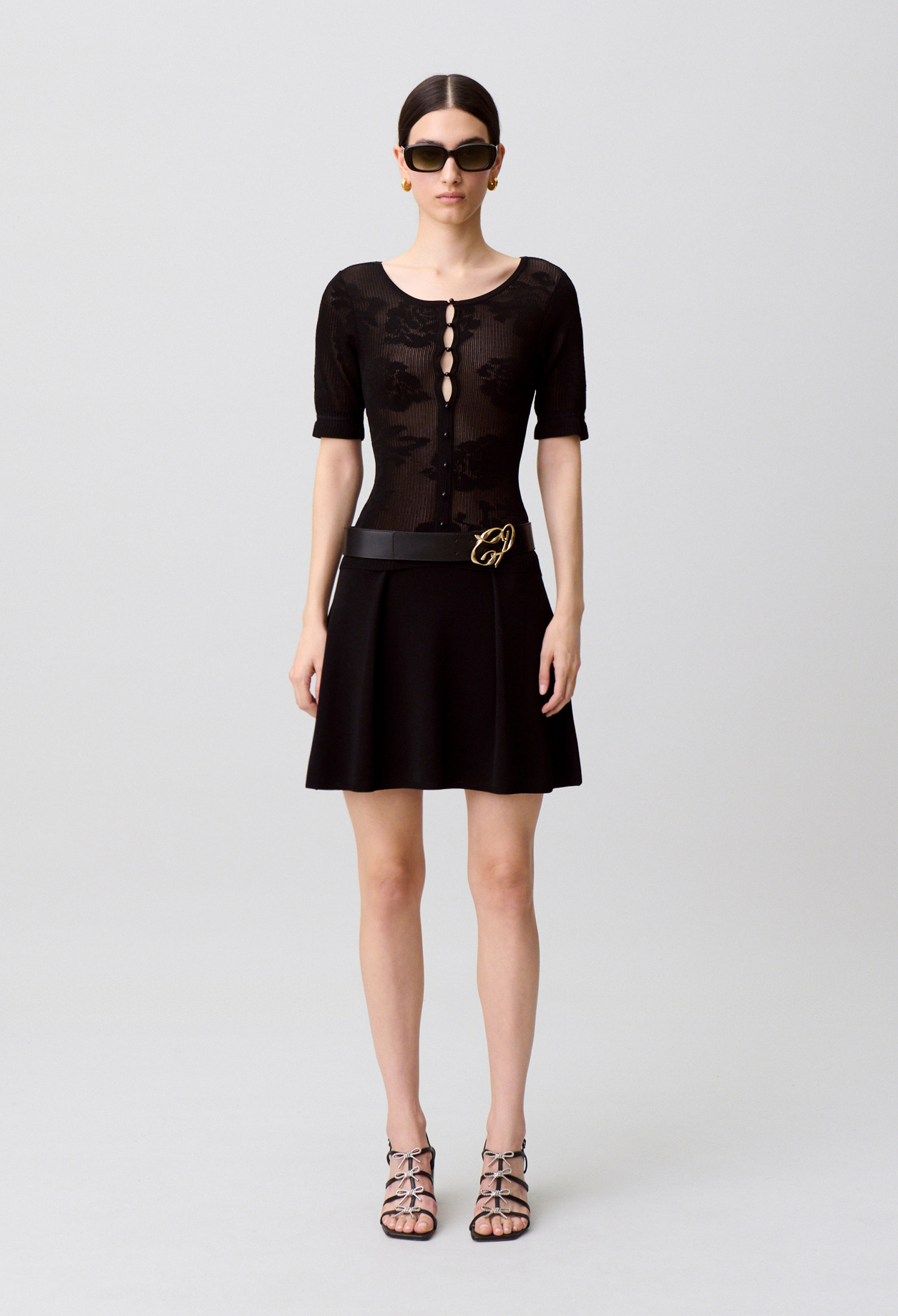 Robe maille fleurs - Femme - Noir - Taille 1 - Claudie Pierlot