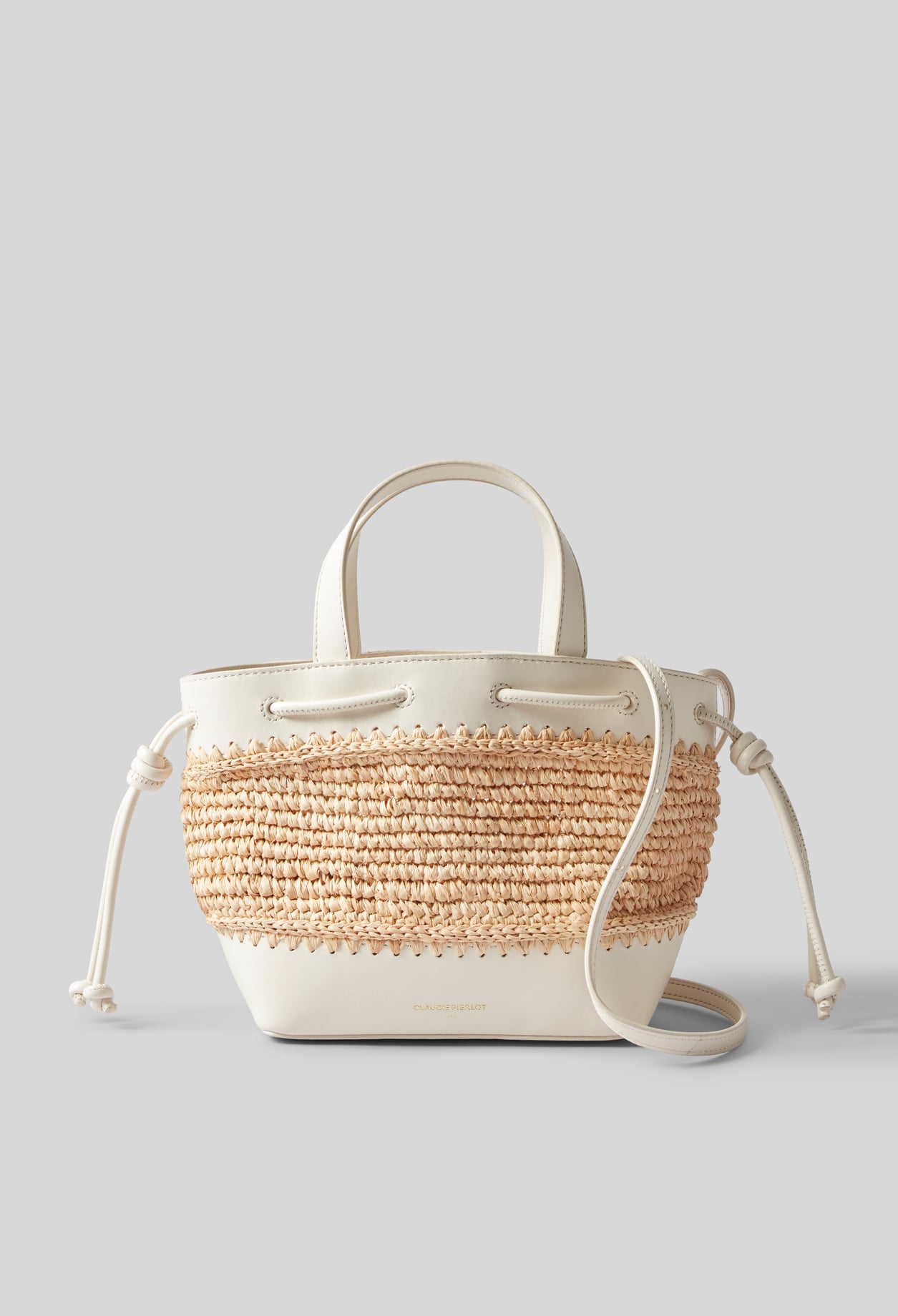 Panier mini Alban raphia cuir - Femme - Ecru - Taille Unique - Claudie Pierlot