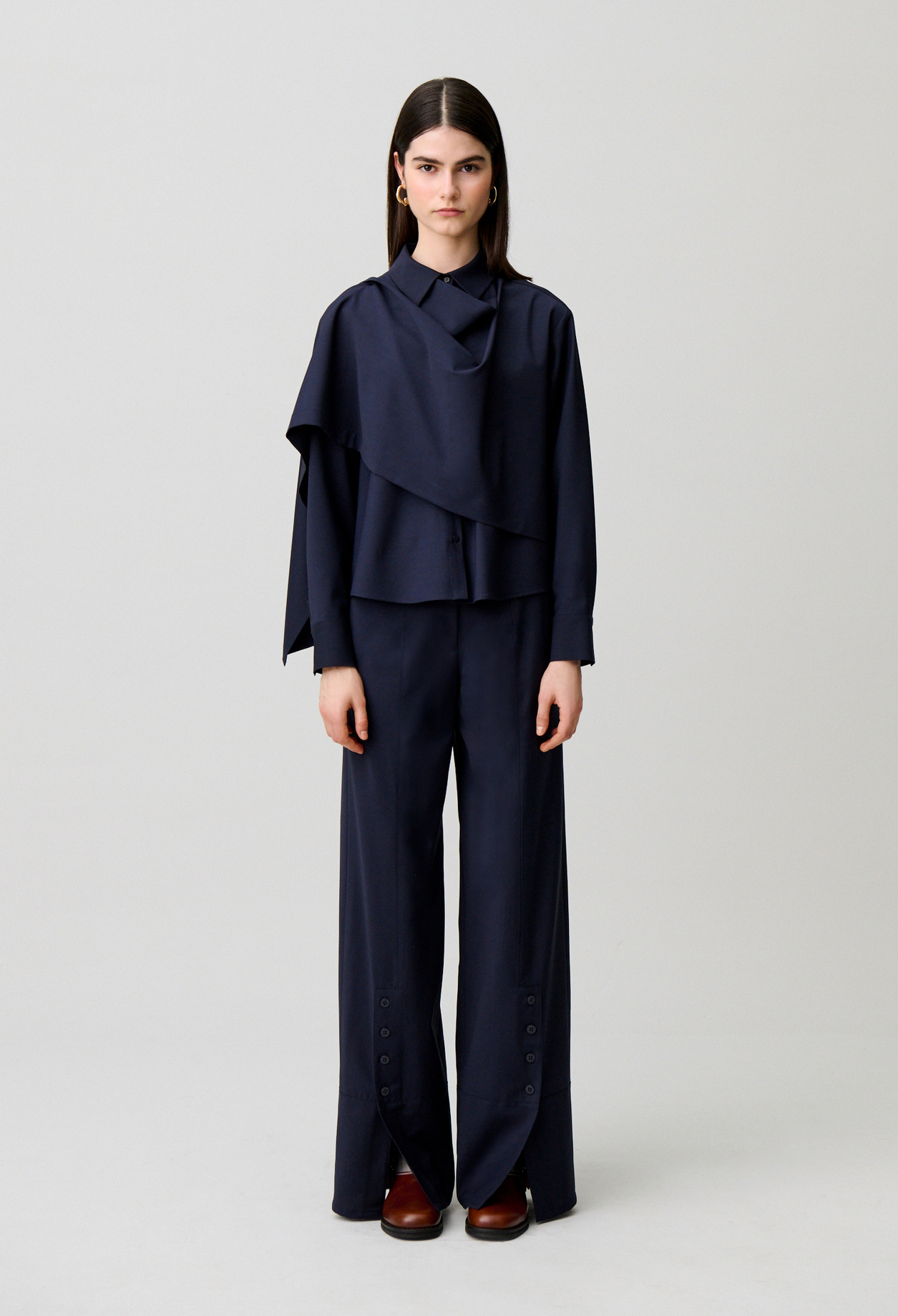 Claudie - Veste laine mélangée châle - Marine - Taille 40 - Pour Femme