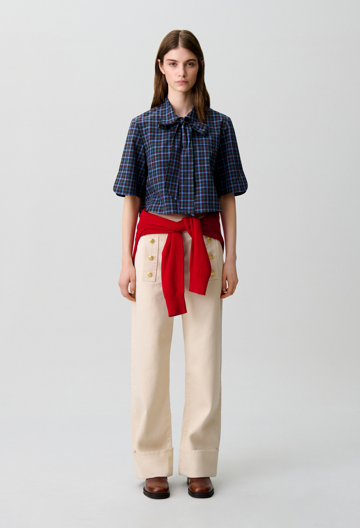 Chemise carreaux lavallière