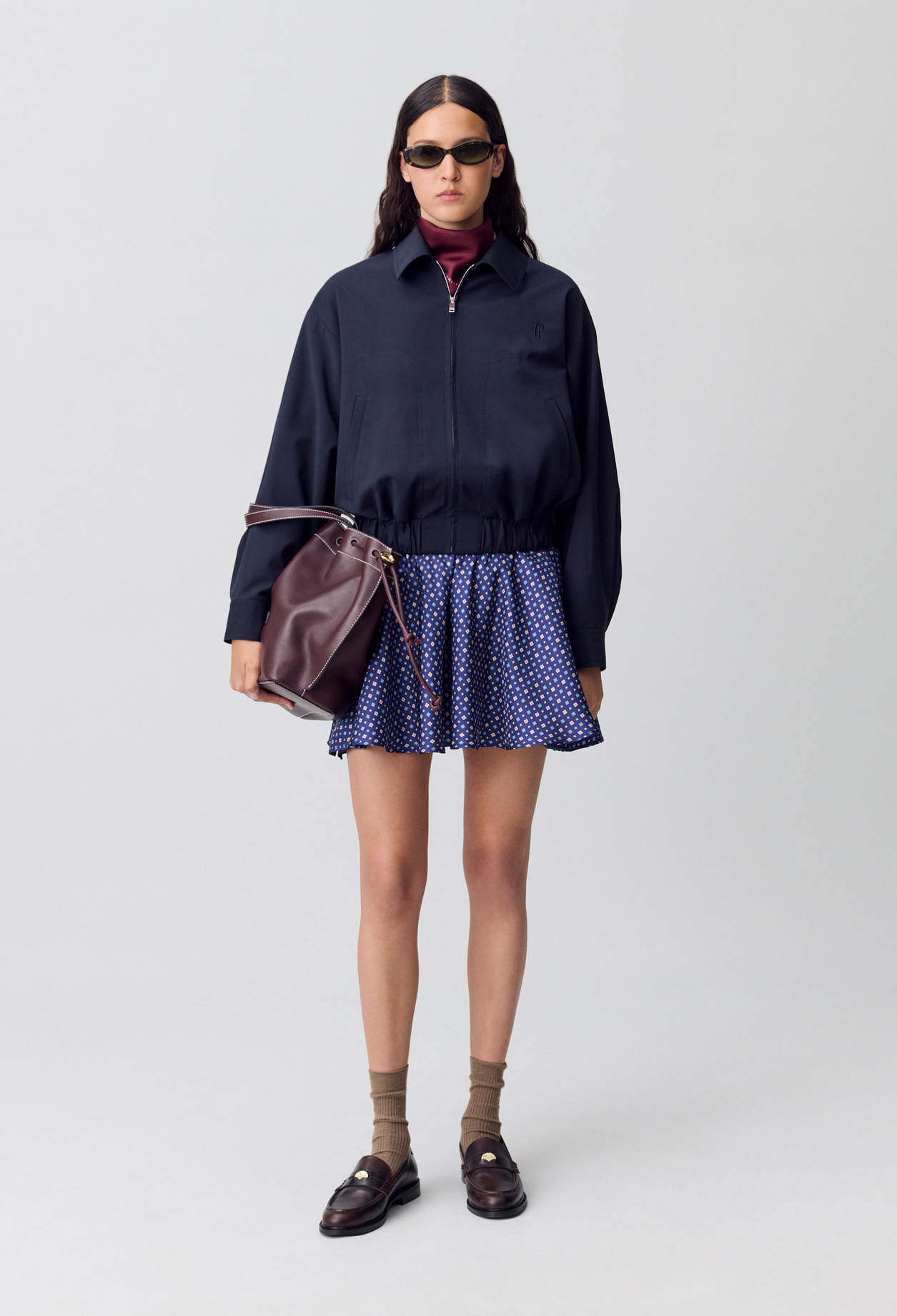Blouson oversize zippé - Femme - Marine - Taille 38 - Claudie Pierlot
